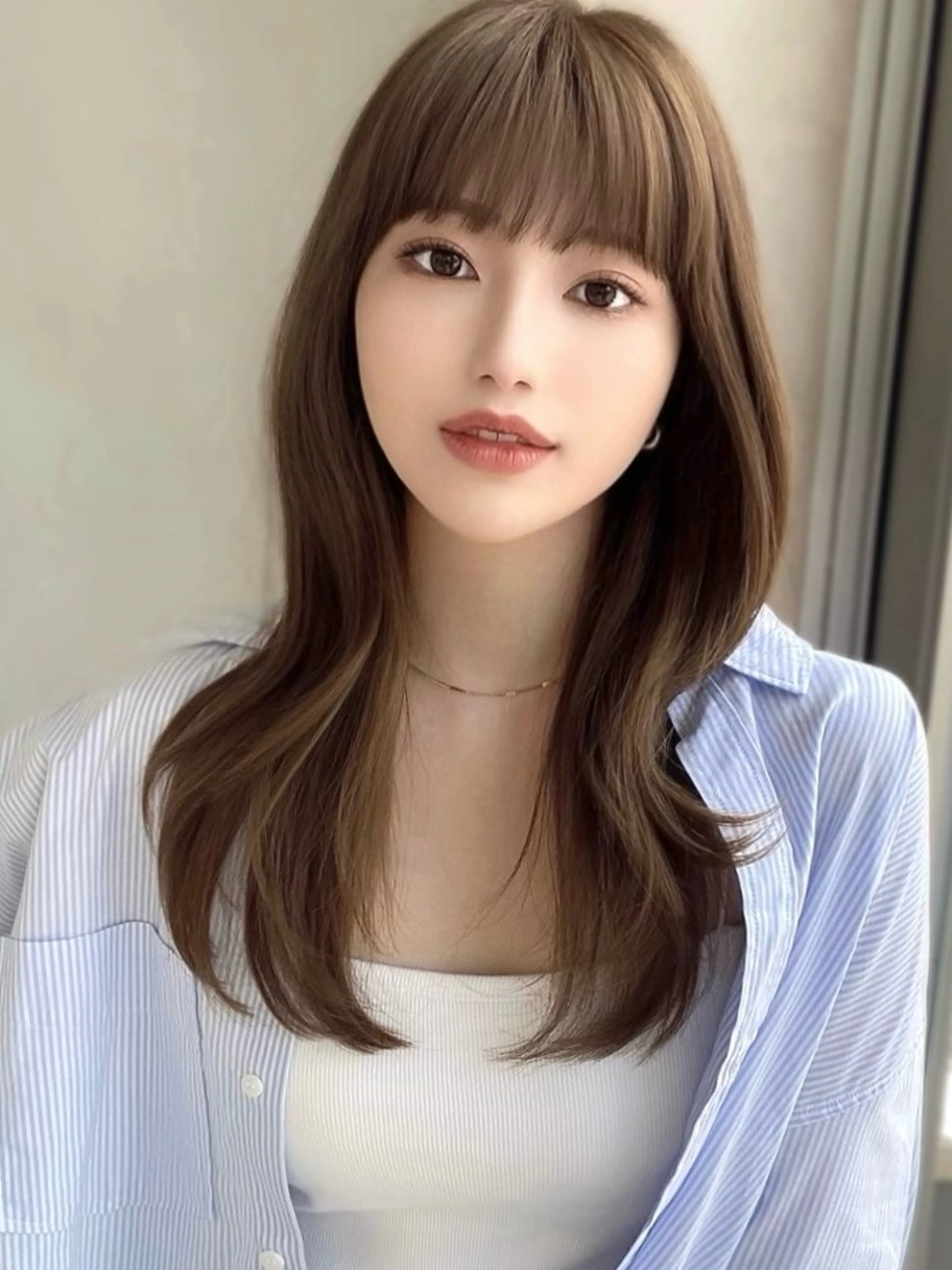 セミロング くびれヘア エギョモリ ヨシンモリ 韓国風ヘア レイヤーカット 似合わせレイヤー モテカラー🤍三科のヘアスタイル