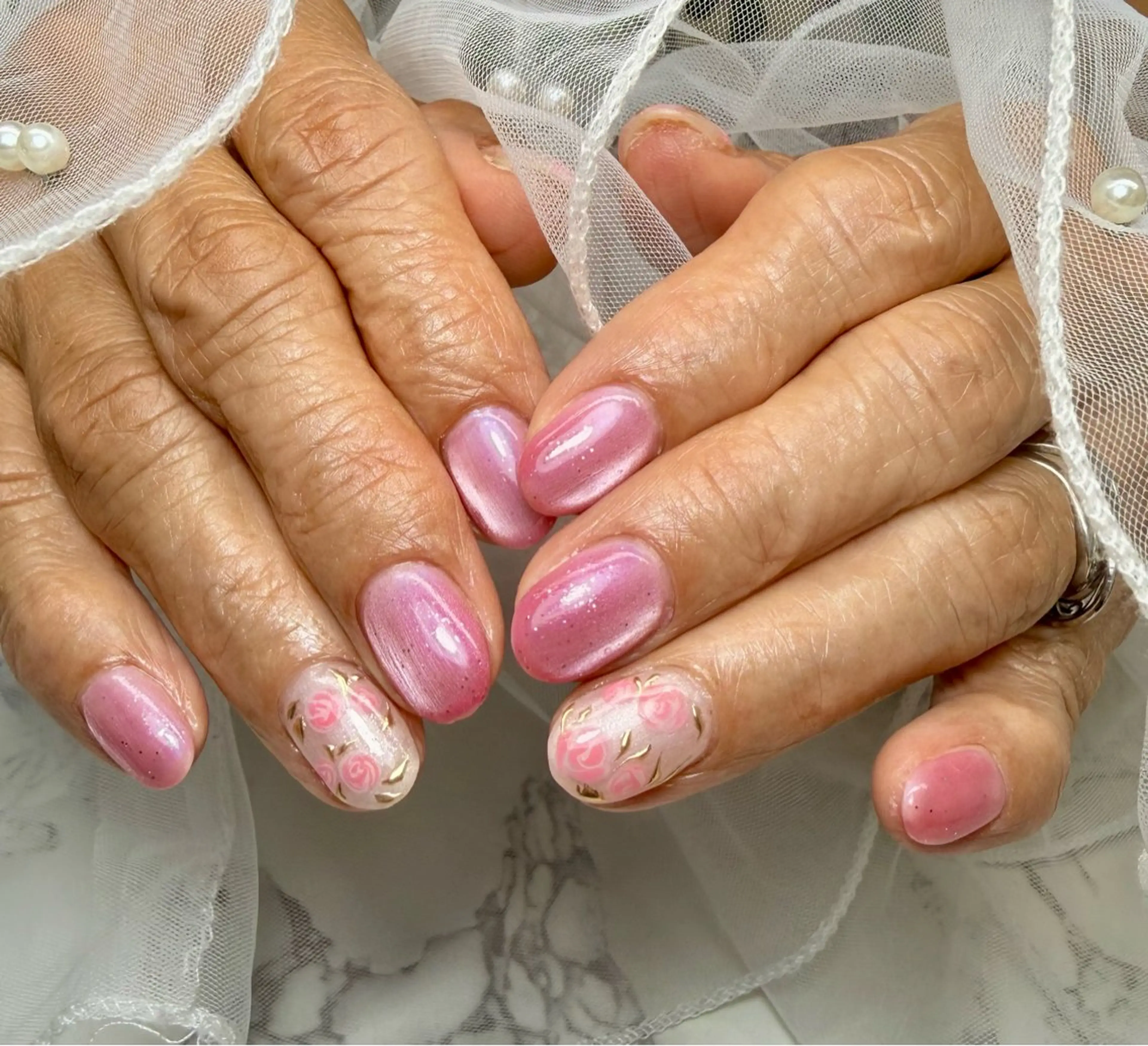ネイル アートネイル チークネイル フラッシュネイル フラッシュマグ フレンチネイル Mai’s nailのネイルデザイン
