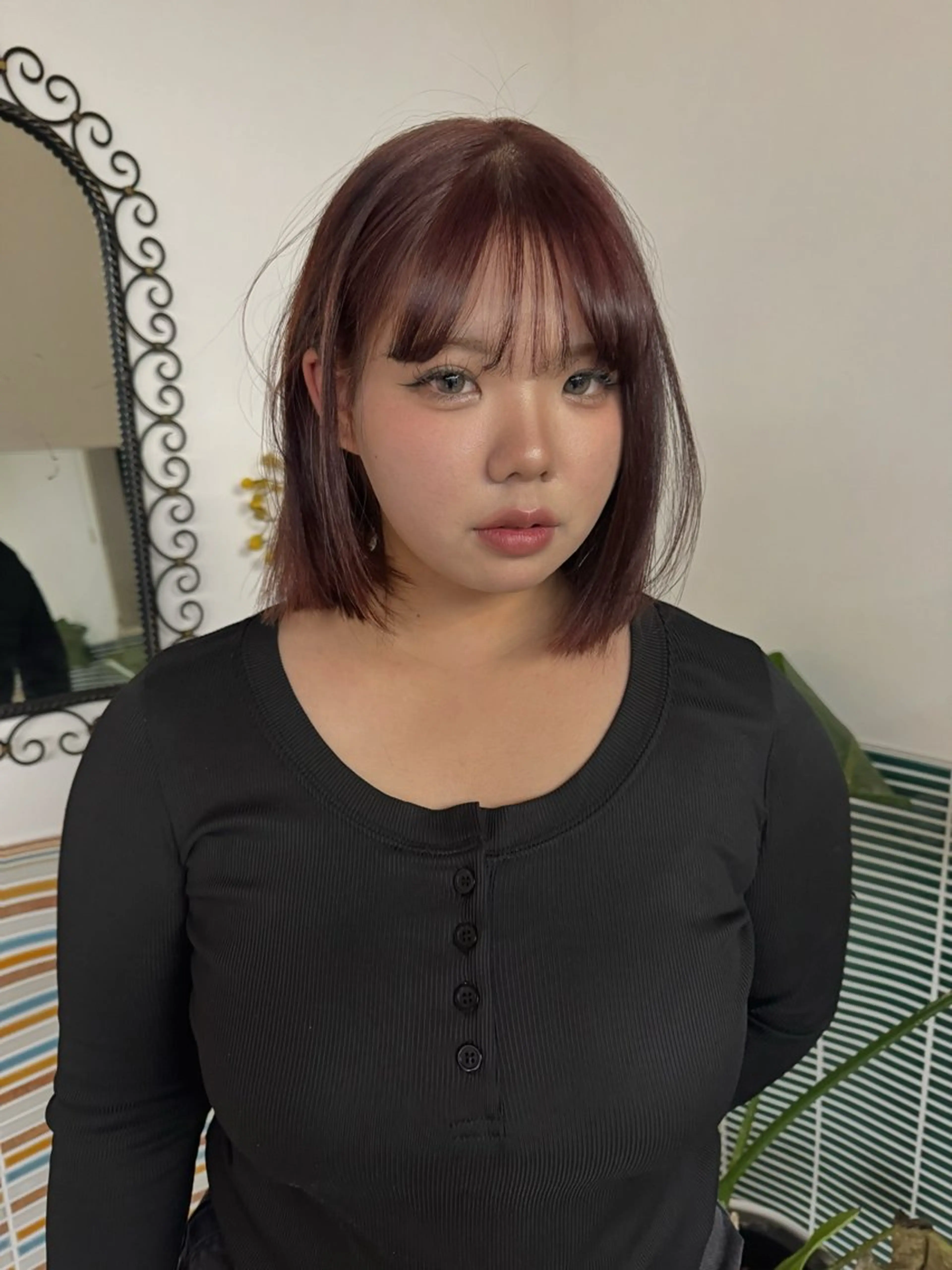 ミディアム ヘアカラー 梅田/ハイトーン/ 透明感カラー/縮毛のヘアスタイル