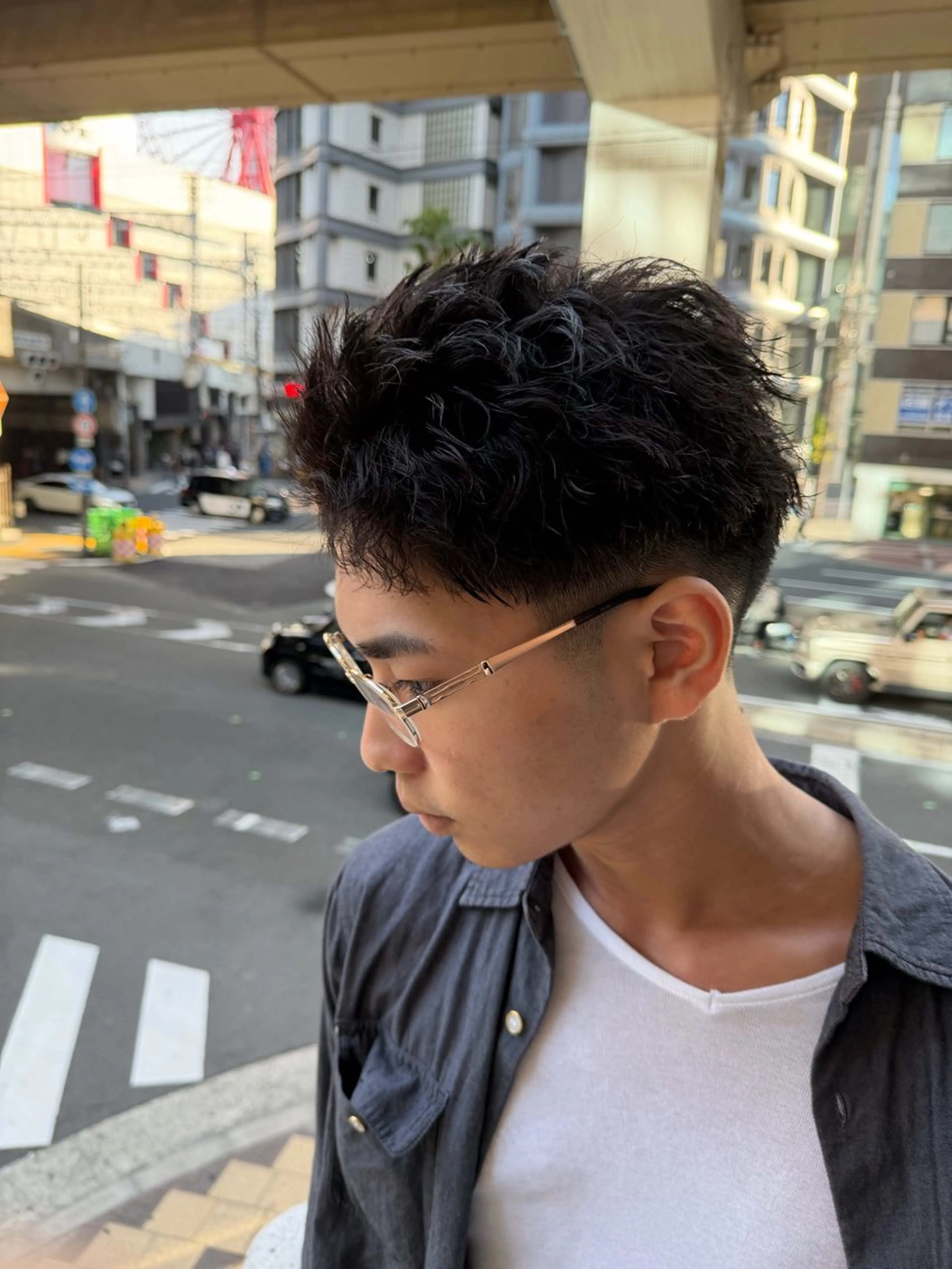 パーマ メンズ カット パーマ 梅田/メンズパーマ /短髪/田中崇奨のヘアスタイル