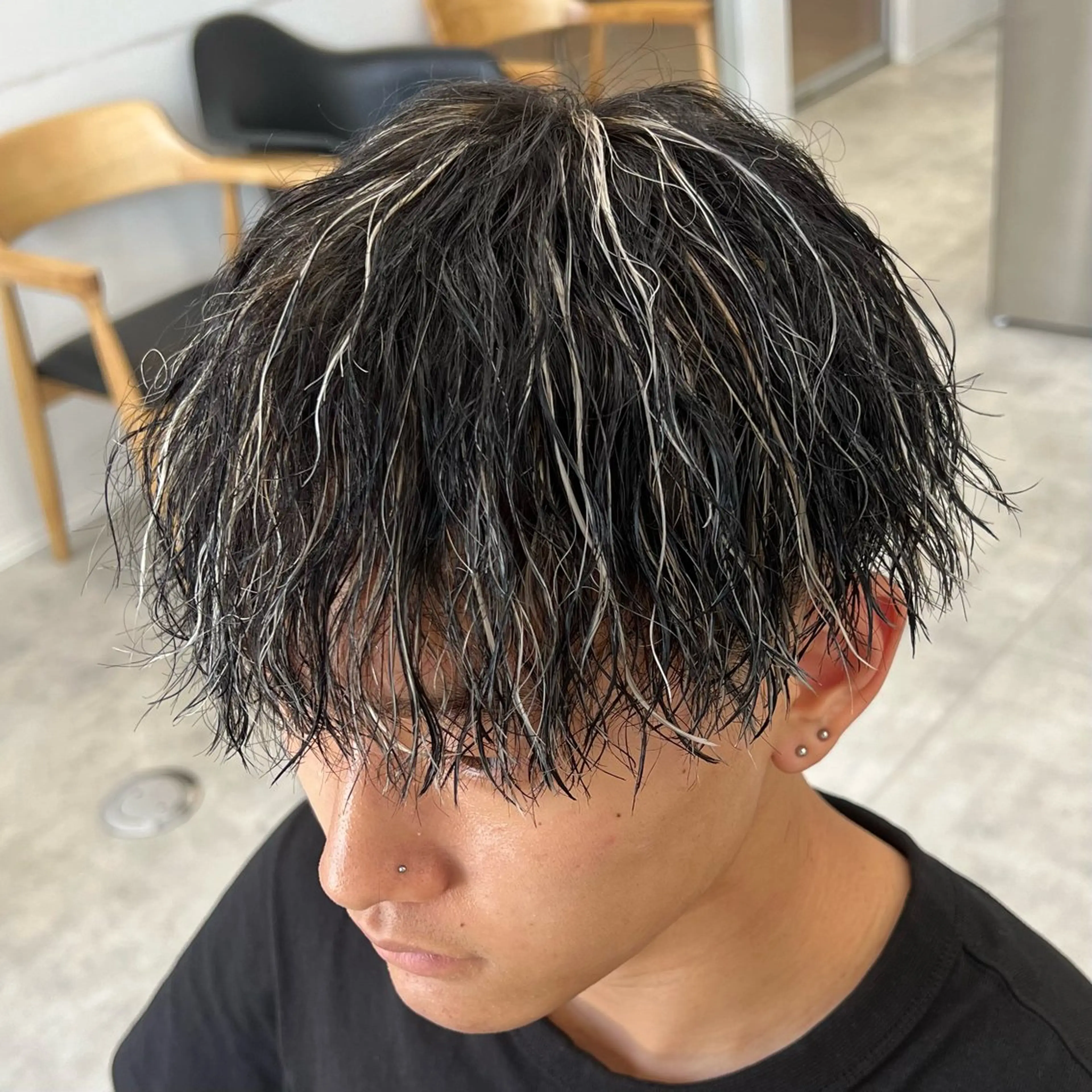 ショート カラー パーマ メンズ カット パーマ メンズパーマ/波巻き 新潟/万代/夏芽🎀のヘアスタイル