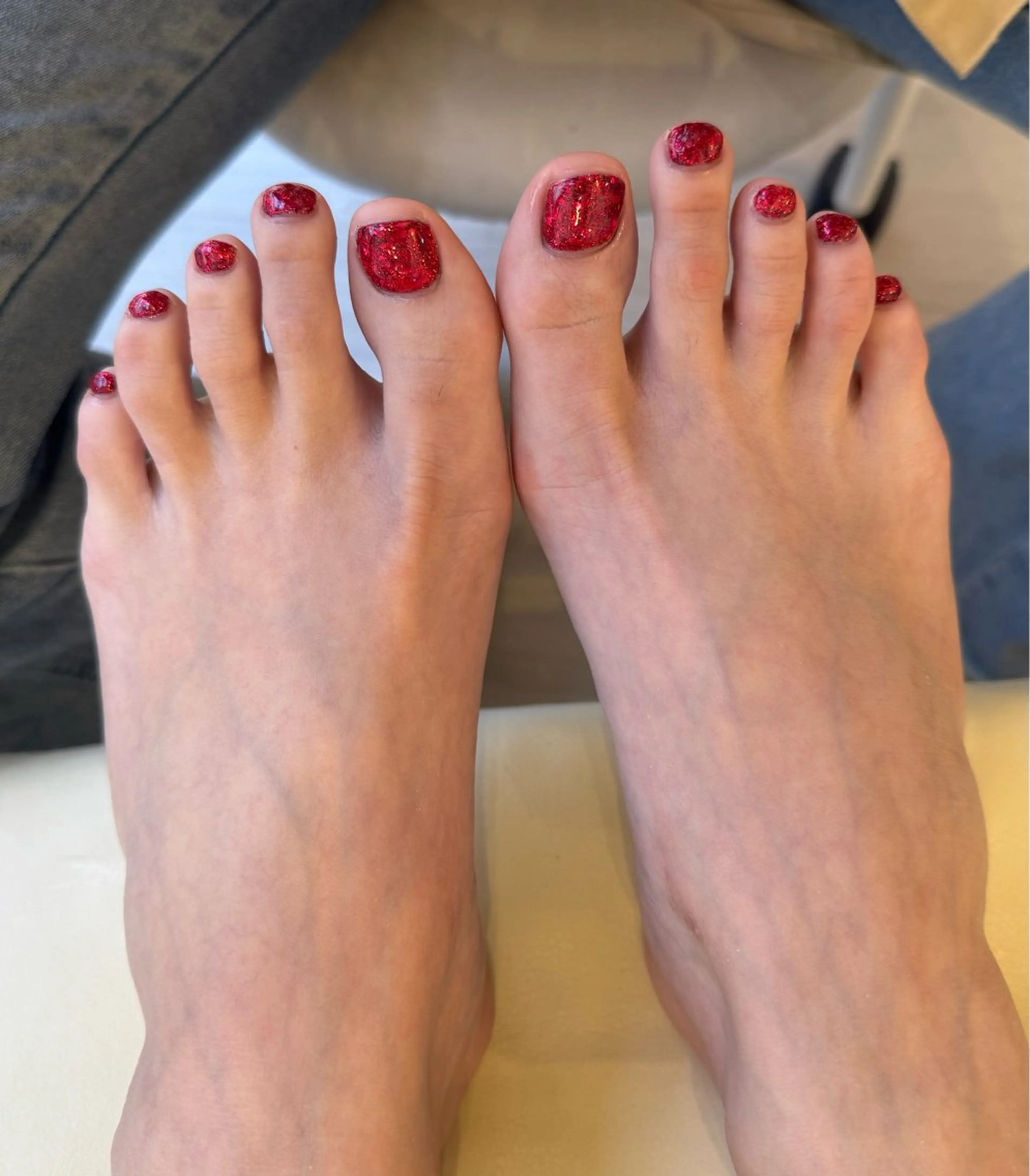 オフなしフットジェルネイルワンカラーの写真