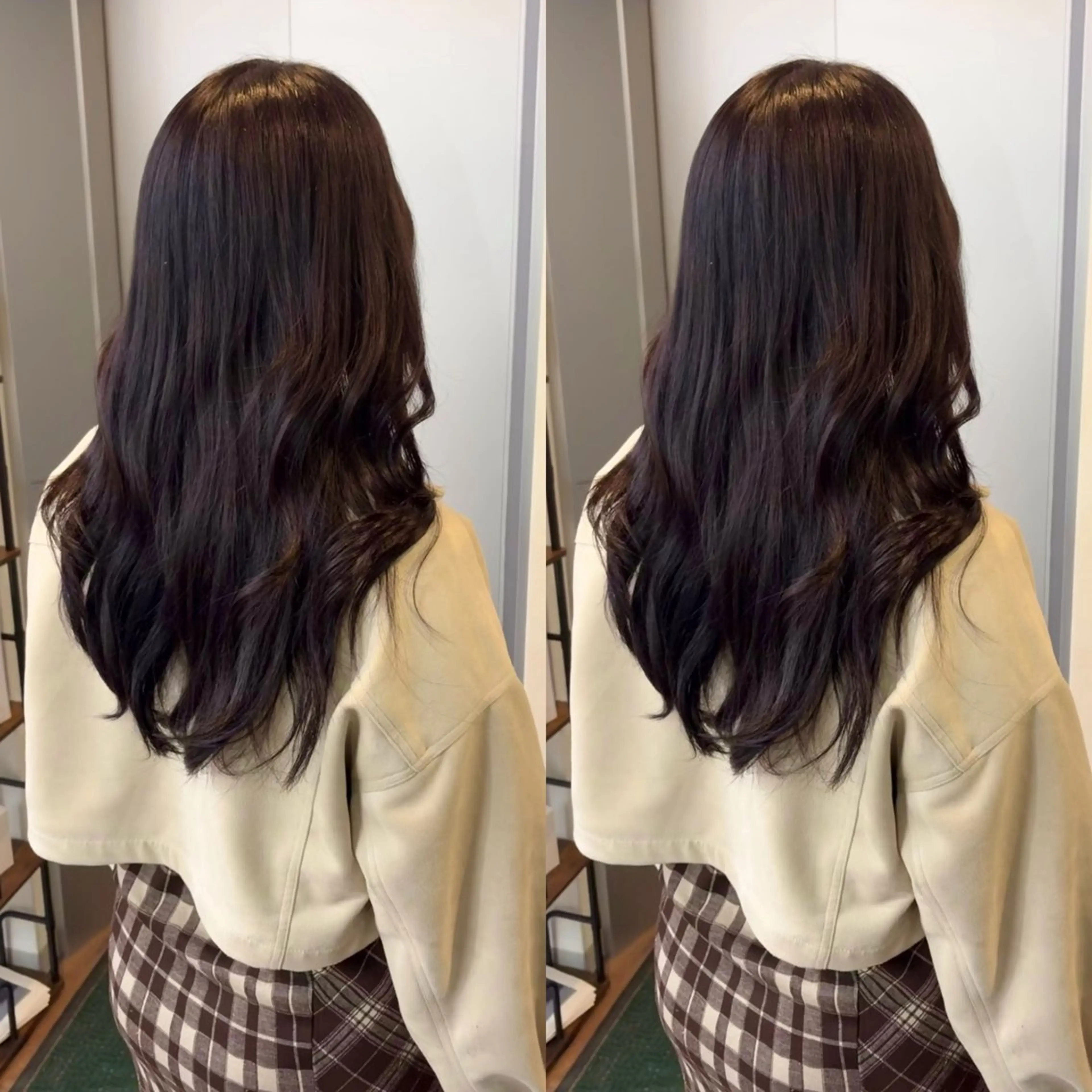 ロング ラベンダーベージュ ヘアカラー なんば🍓 似合わせカラー🐬のヘアスタイル