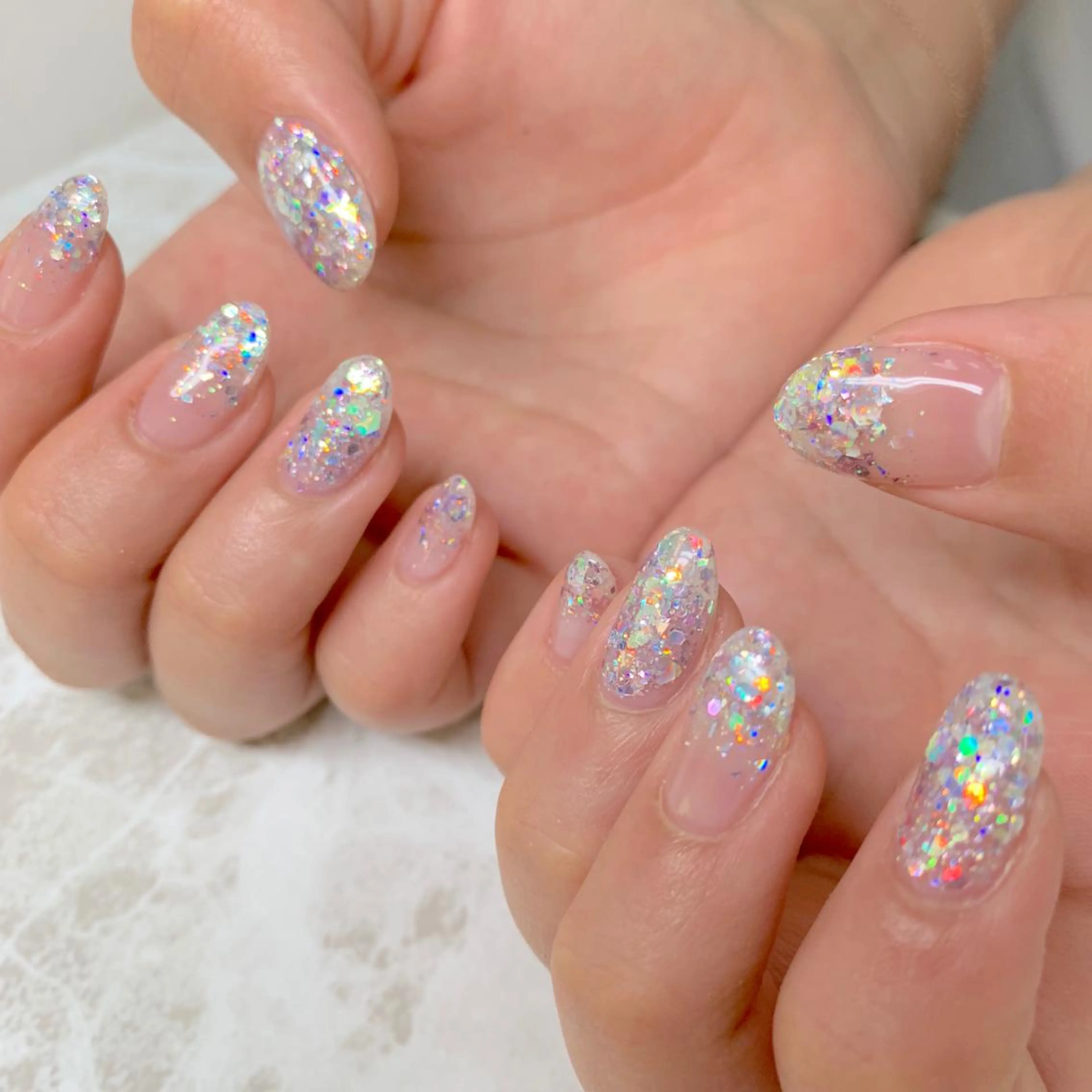 ネイル グラデーション ラメ(グリッター) ラメグラデーション ワンカラーネイル ハンドネイル フットネイル ハンドケア LULU LIMAのネイルデザイン