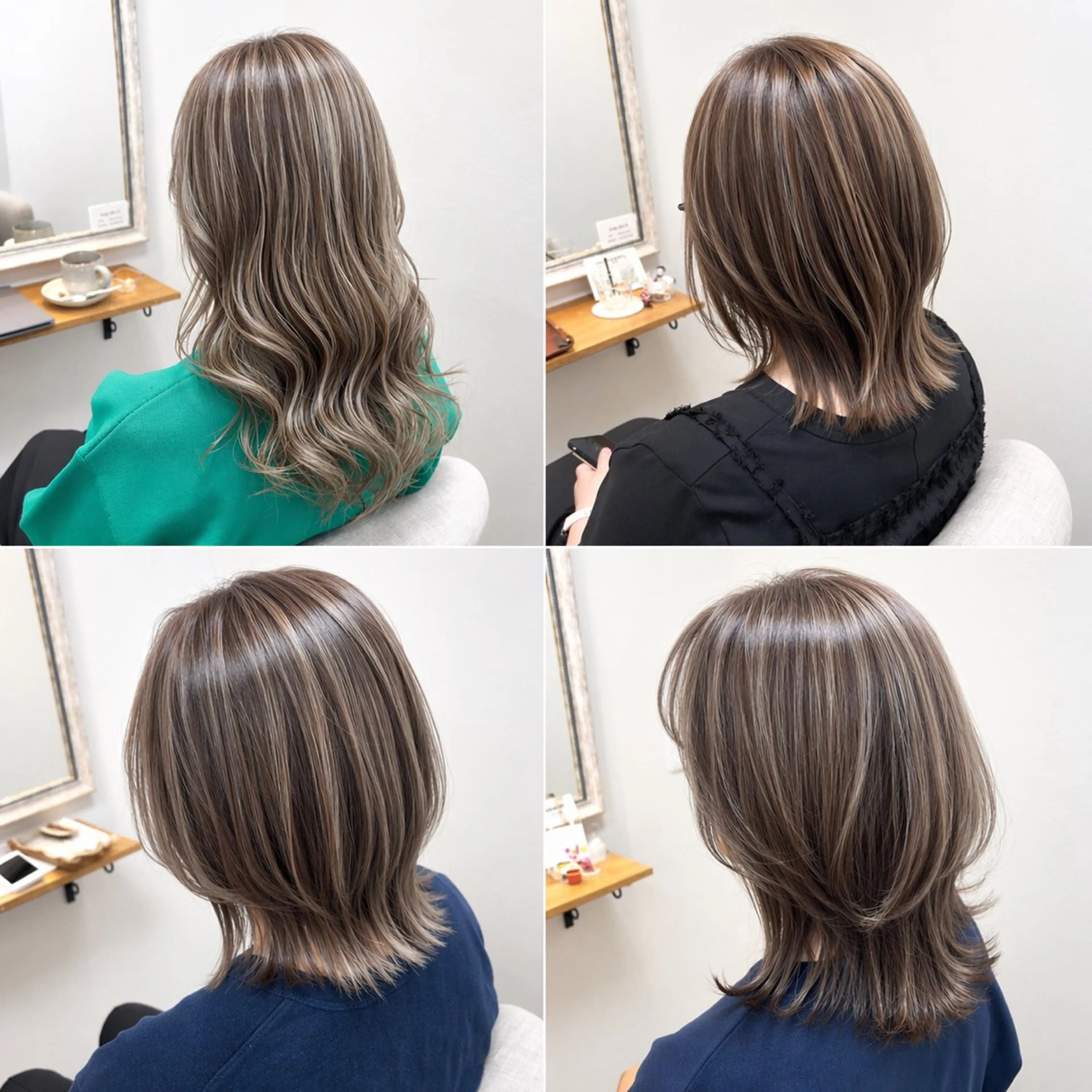 ミディアム カラー ハイライトカラー ハイライト ヘアカラー ショート/白髪ぼかし 君和田若菜のヘアスタイル
