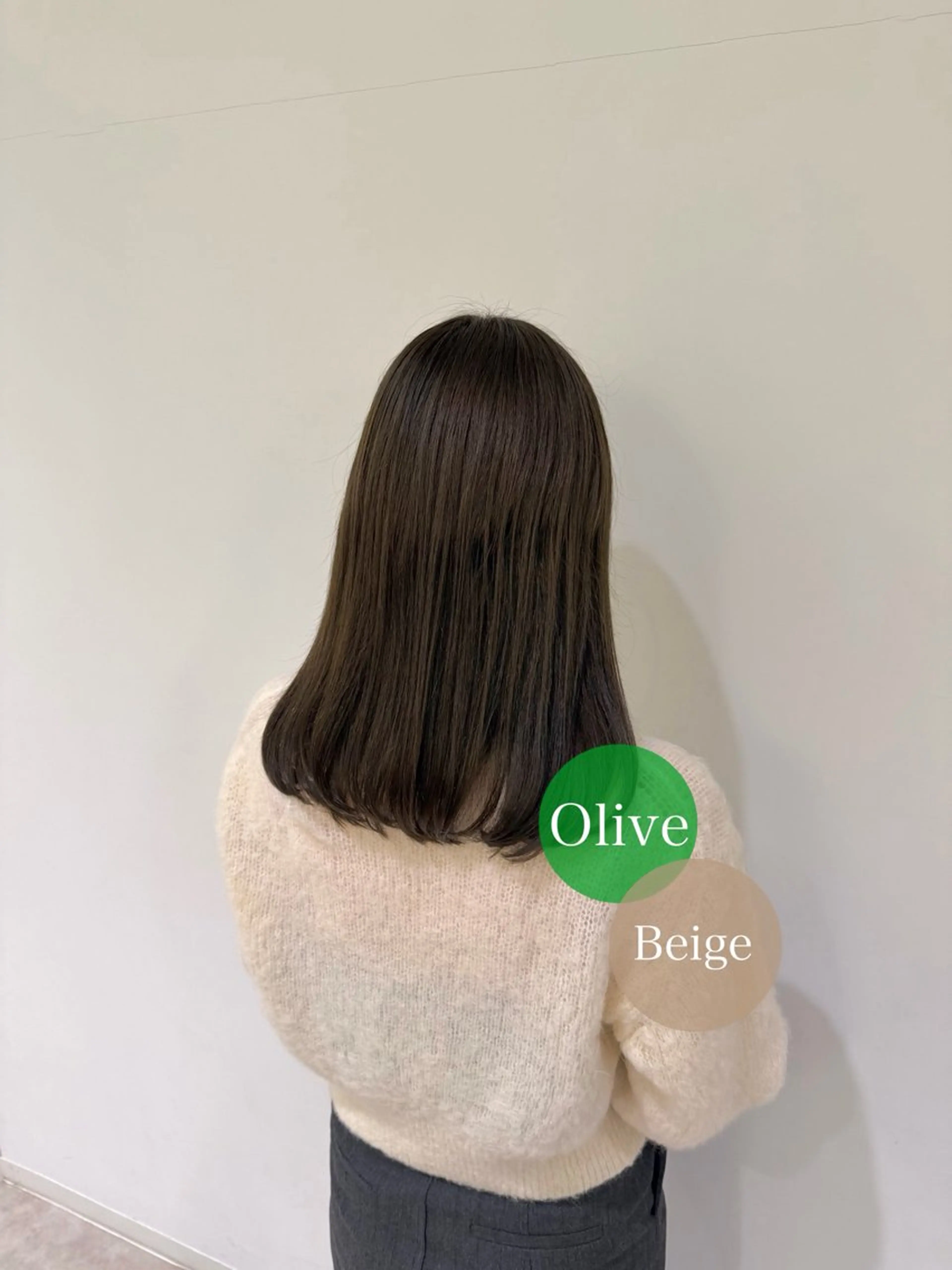 ミディアム カラー ベージュカラー オリーブベージュ ヘアカラー 暗髪×透明感カラー マンツーマン宮脇滉平のヘアスタイル