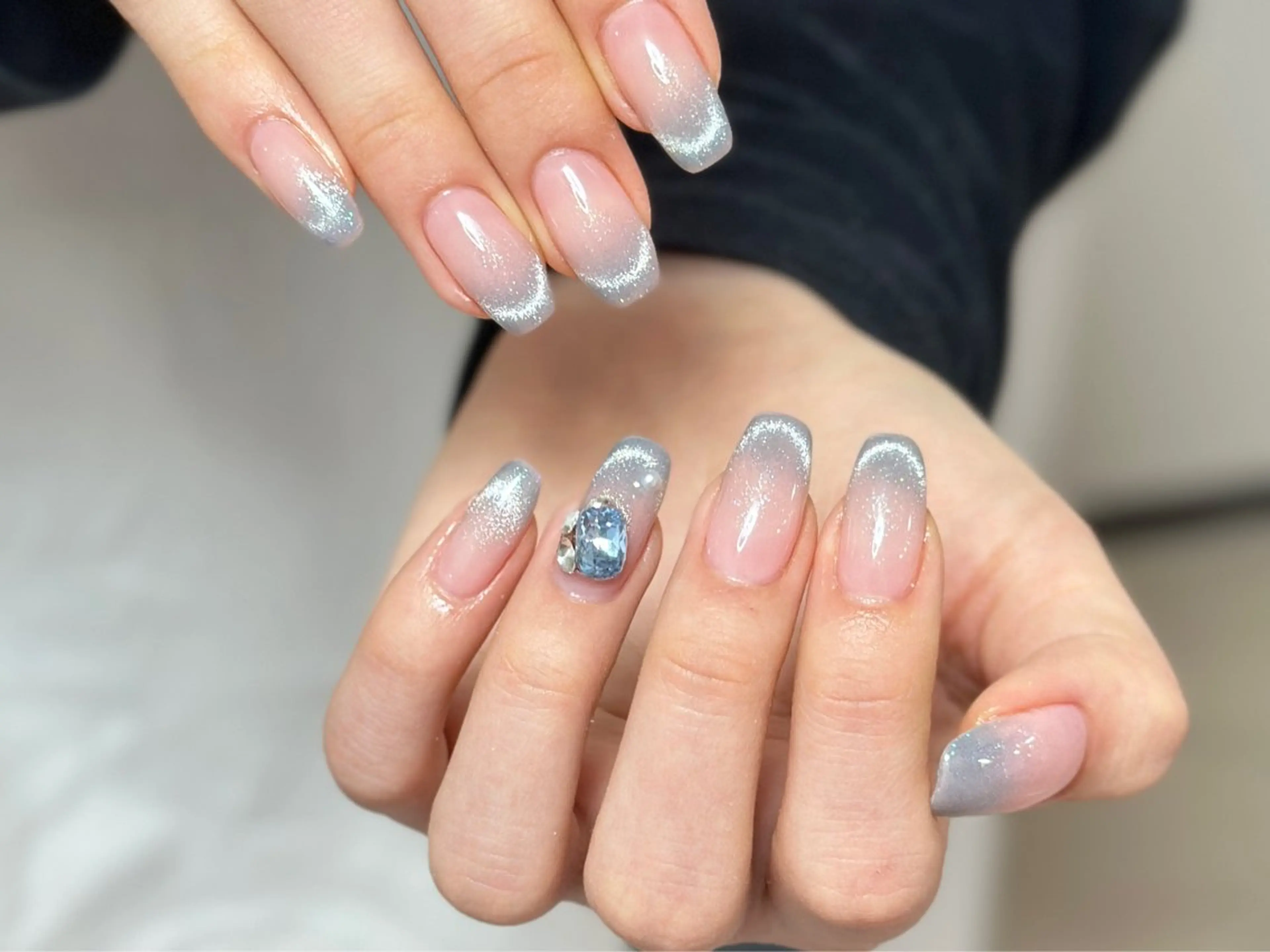 ネイル アートネイル オーロラネイル チークネイル フレンチネイル ガラスフレンチ 🎀YooLi Nail salonのネイルデザイン