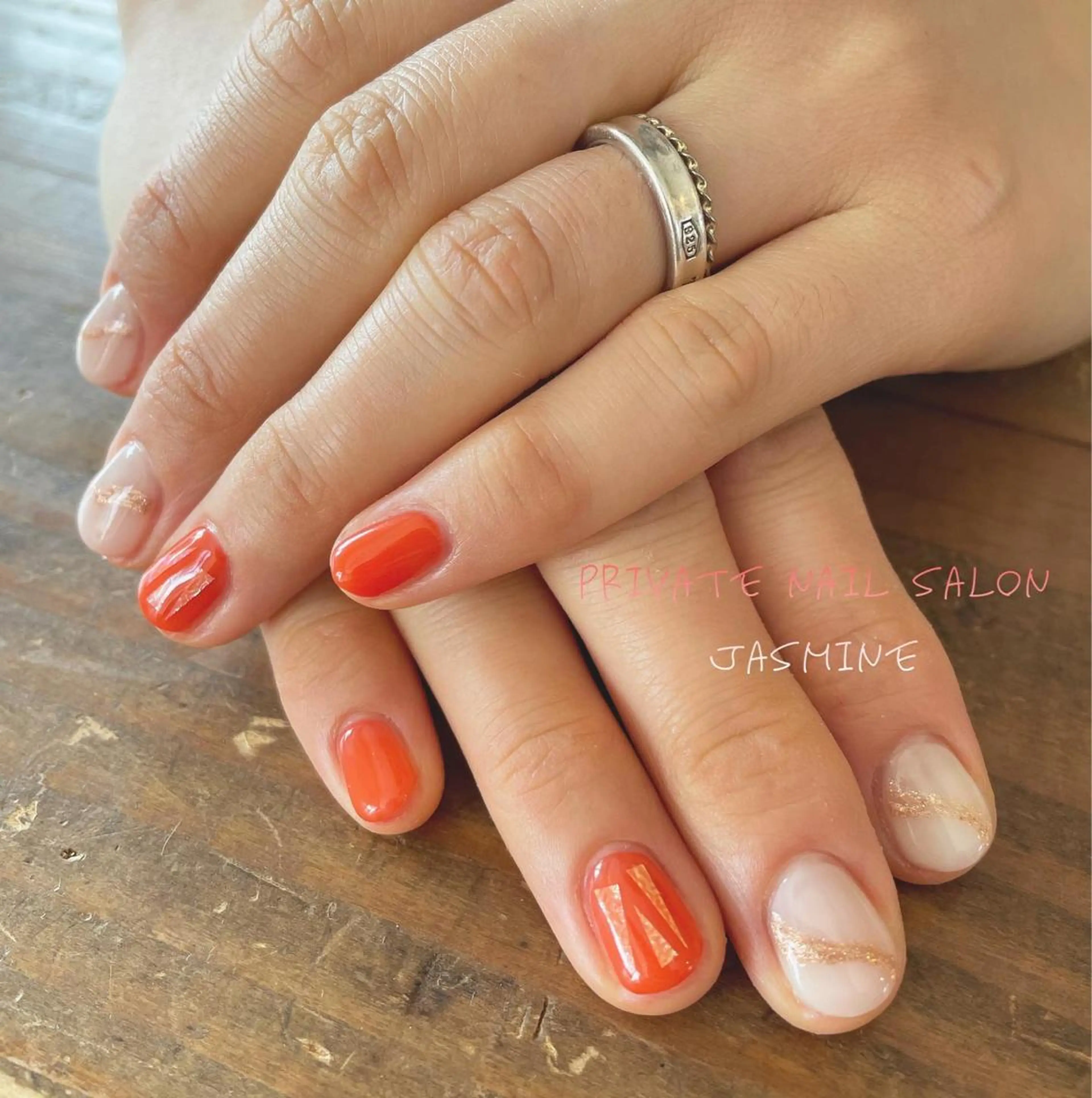 ネイル オレンジ Nail salon JASMINEのネイルデザイン