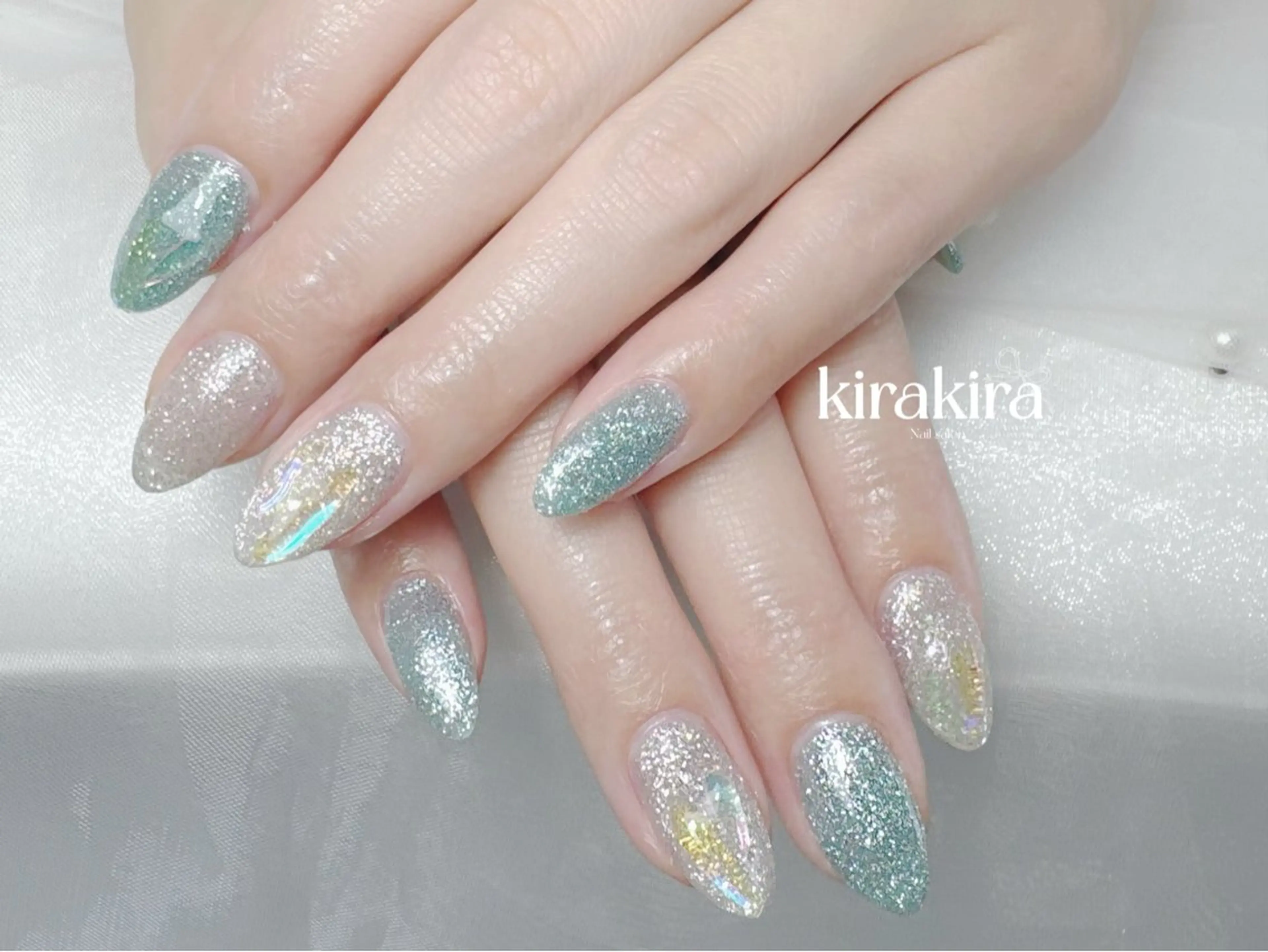 ネイル オーロラネイル キラキラネイル ラメ(グリッター) シンプルネイル 夏ネイル Kirakira Nail salonのネイルデザイン