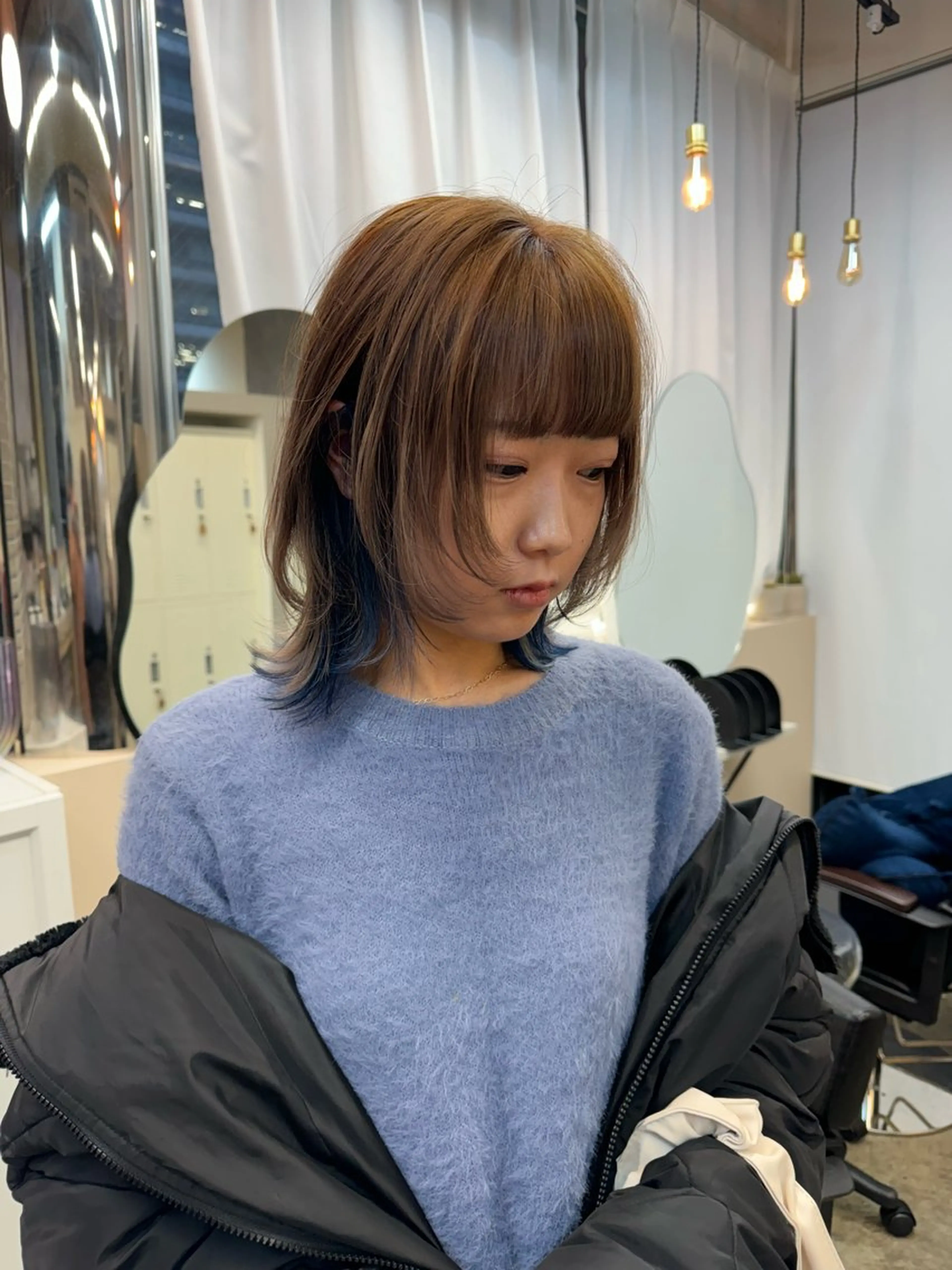 ミディアム カラー ヘアアレンジ インナーカラー ウルフカット ヘアカラー Peyp所属・早瀬裕之 パーマのヘアスタイル