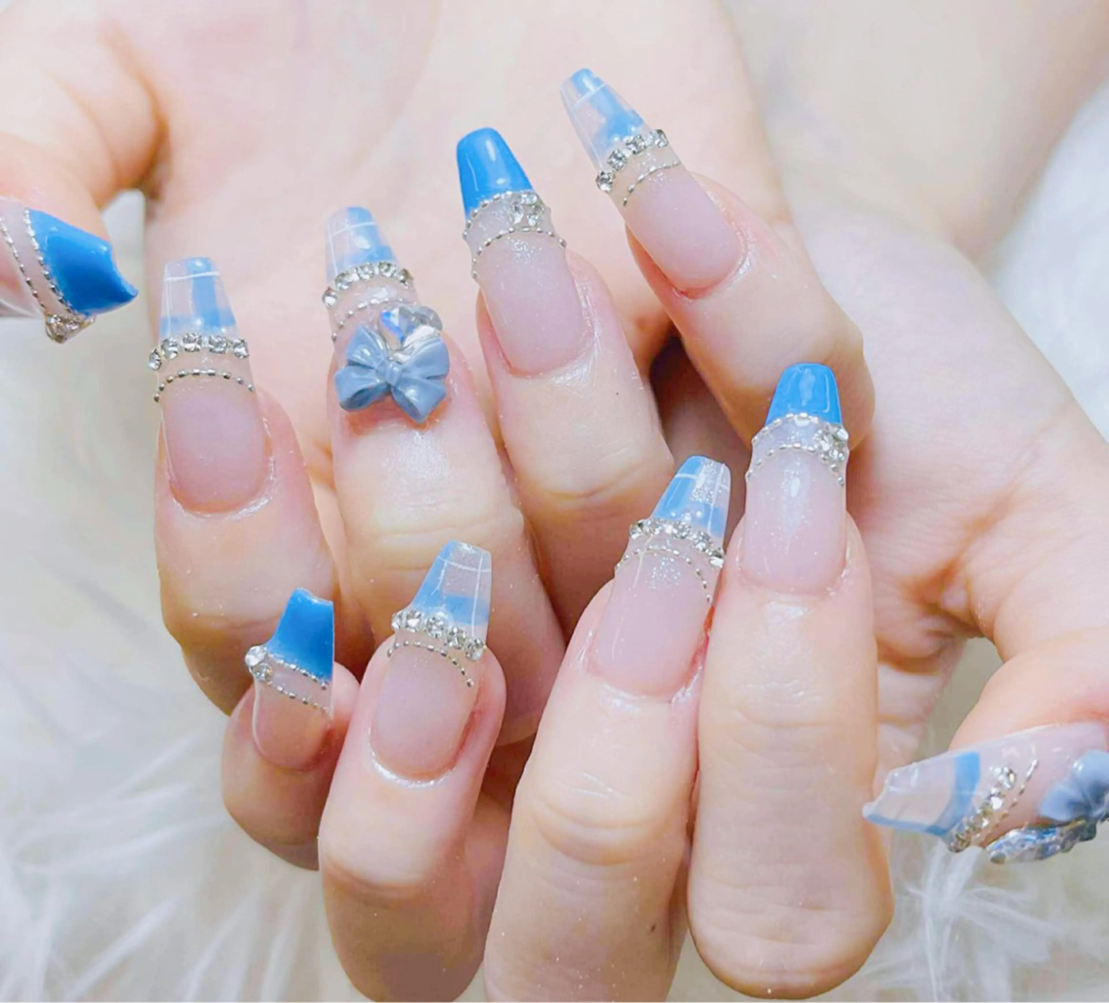 ネイル チークネイル 長さ出し フラッシュネイル フレンチネイル グラデーション ハンドネイル AN NAIL SALONのネイルデザイン