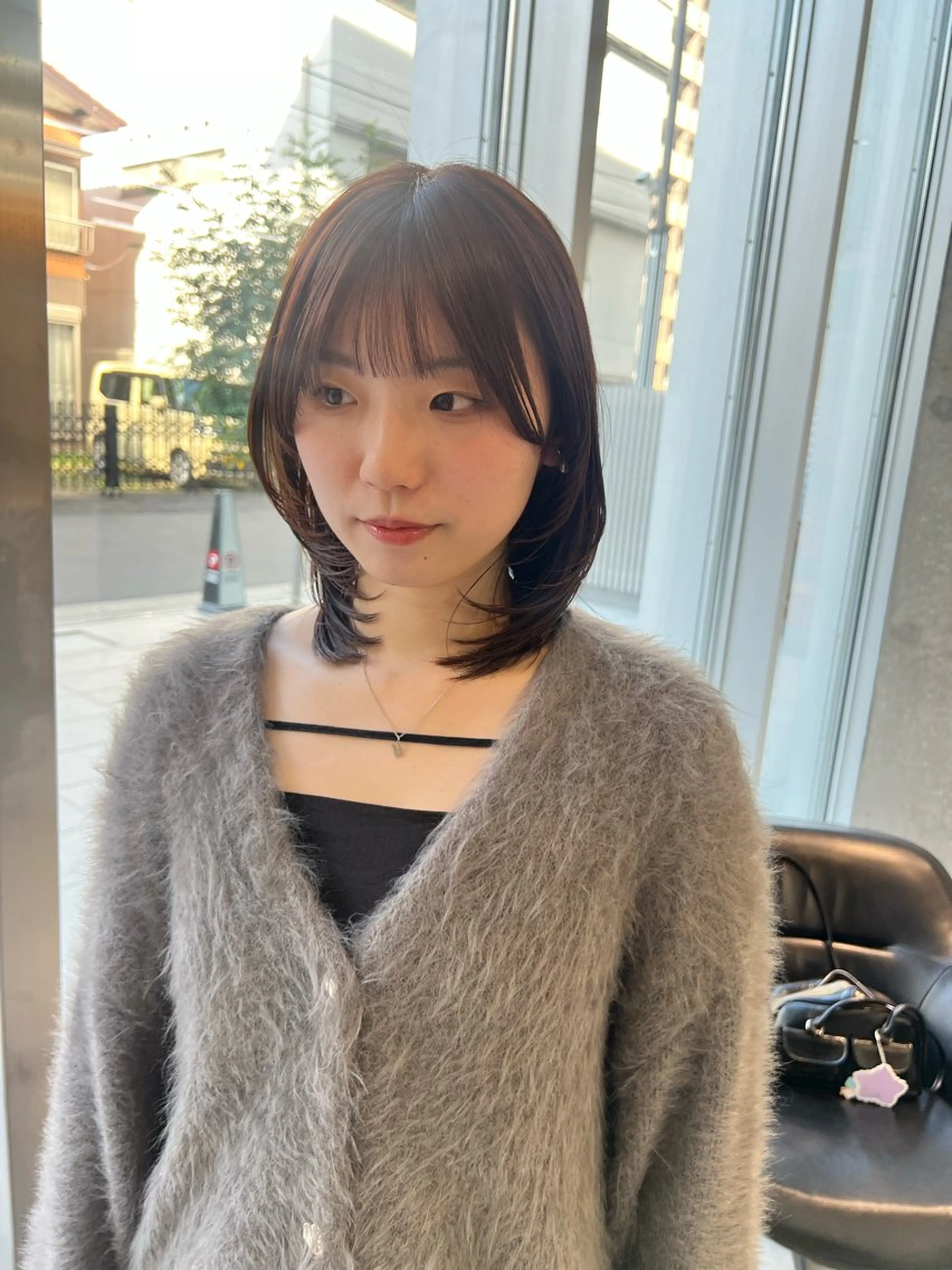 ミディアム ハッシュカット 小顔カット カット ヘアカラー トリートメント 吉沢遣人/レイヤー 艶カラー/抜け感のヘアスタイル