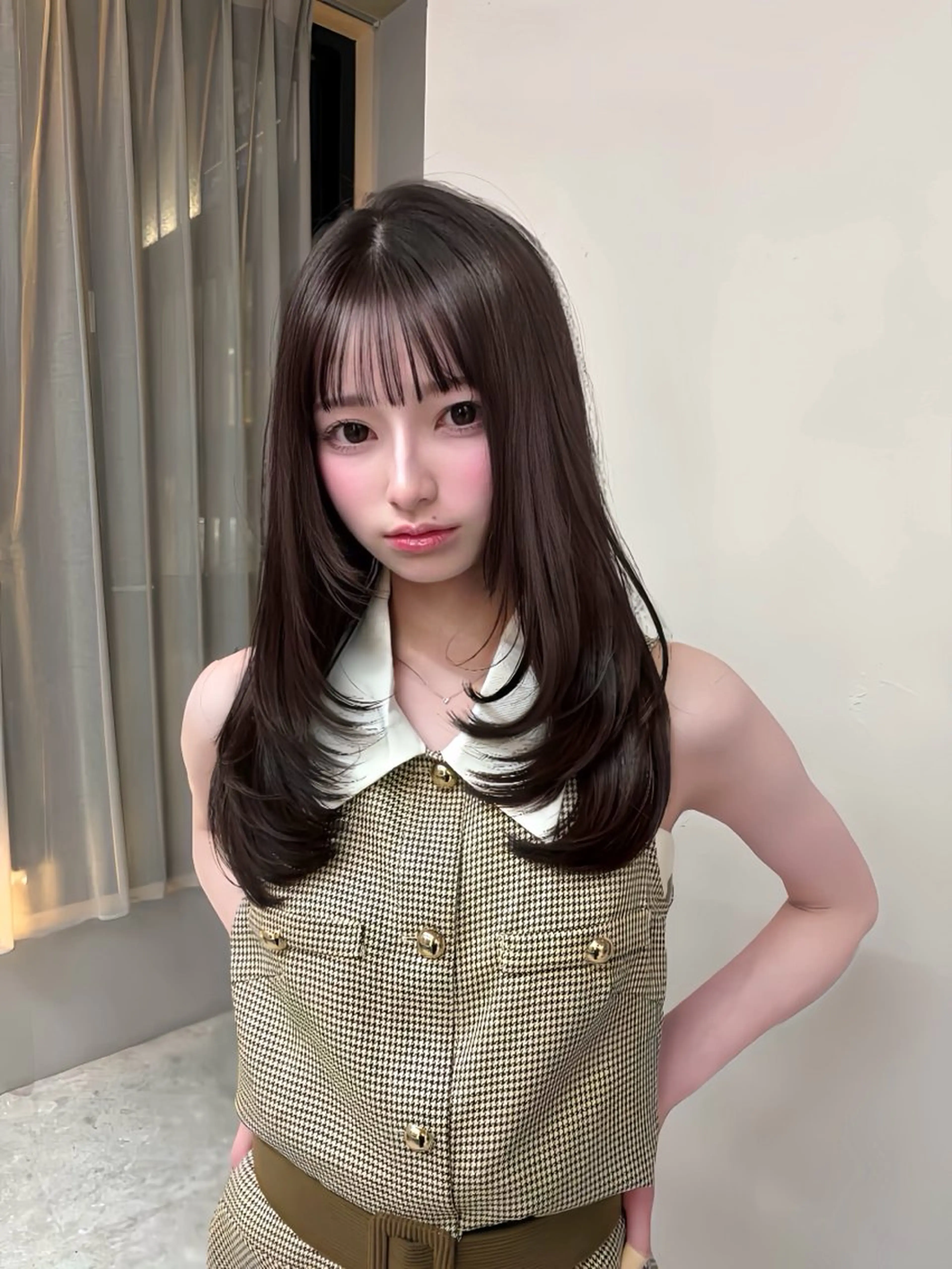 セミロング MISAKI/韓国 透明感カラー🎀のヘアスタイル