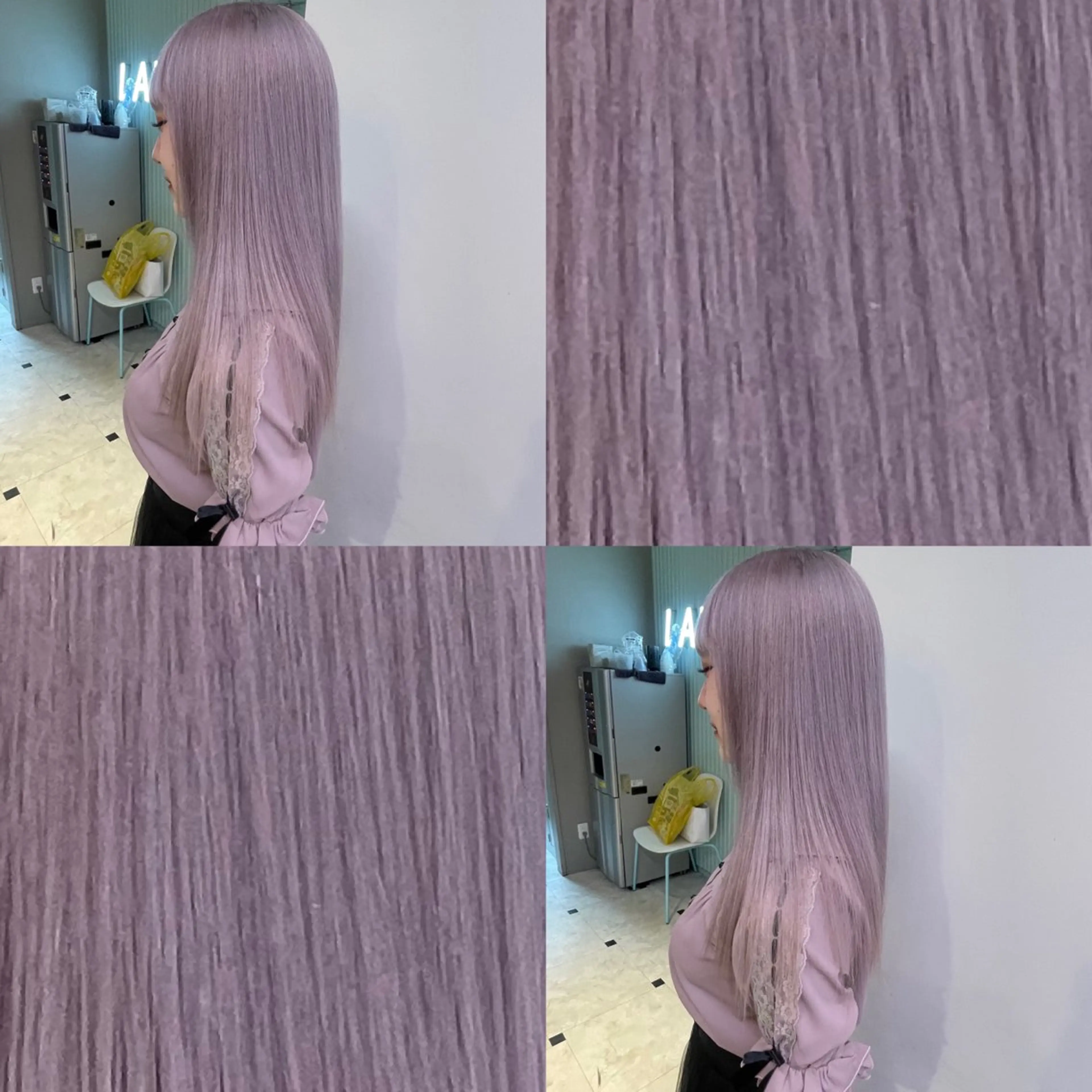 ミディアム ラベンダーブラウン ヘアカラー トリートメント 顔周りレイヤー/新宿 /モテ艶カラー/航介のヘアスタイル