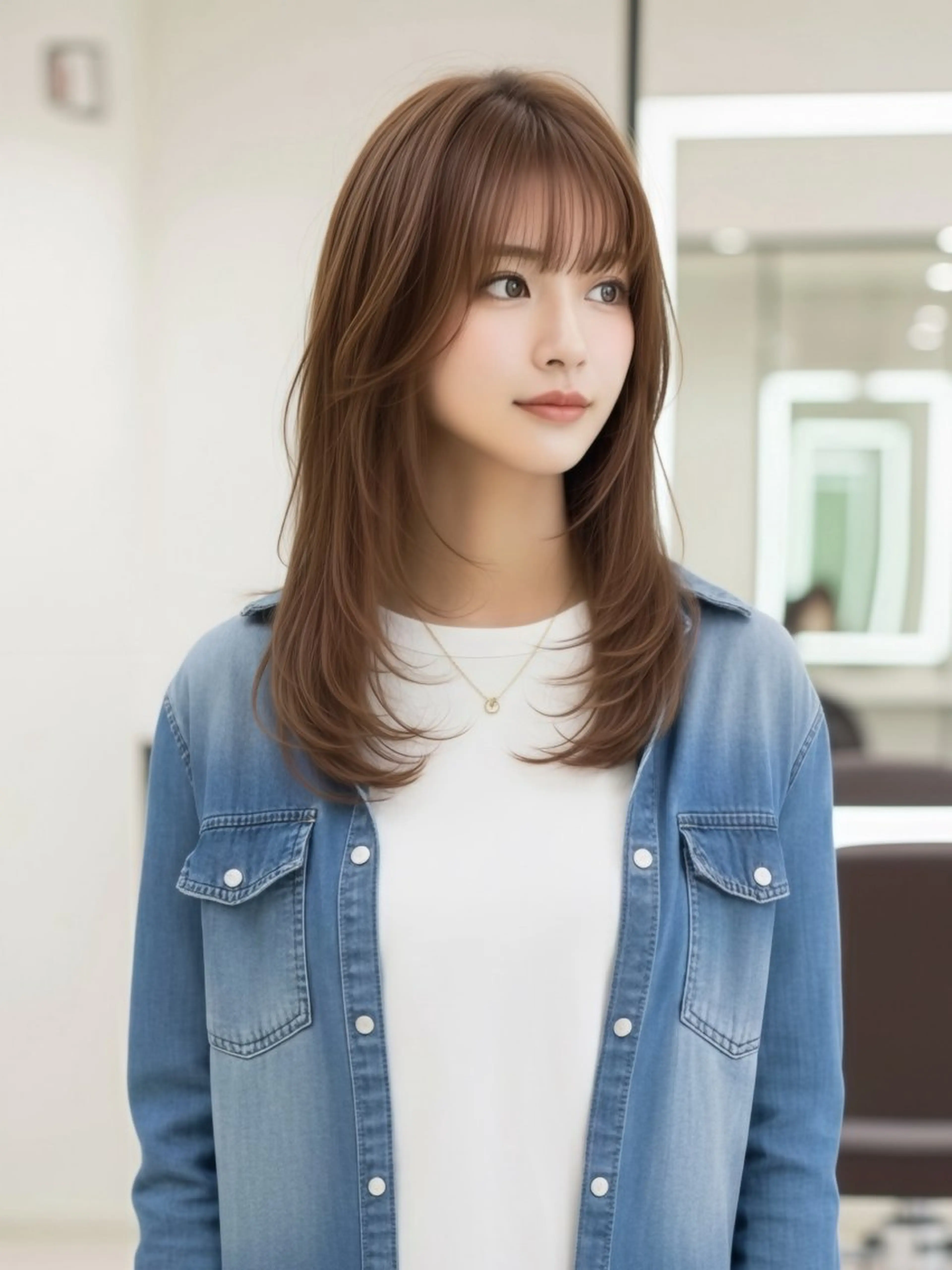 セミロング セミロングレイヤー レイヤーカット 梅田/白髪ぼかし Maiのヘアスタイル