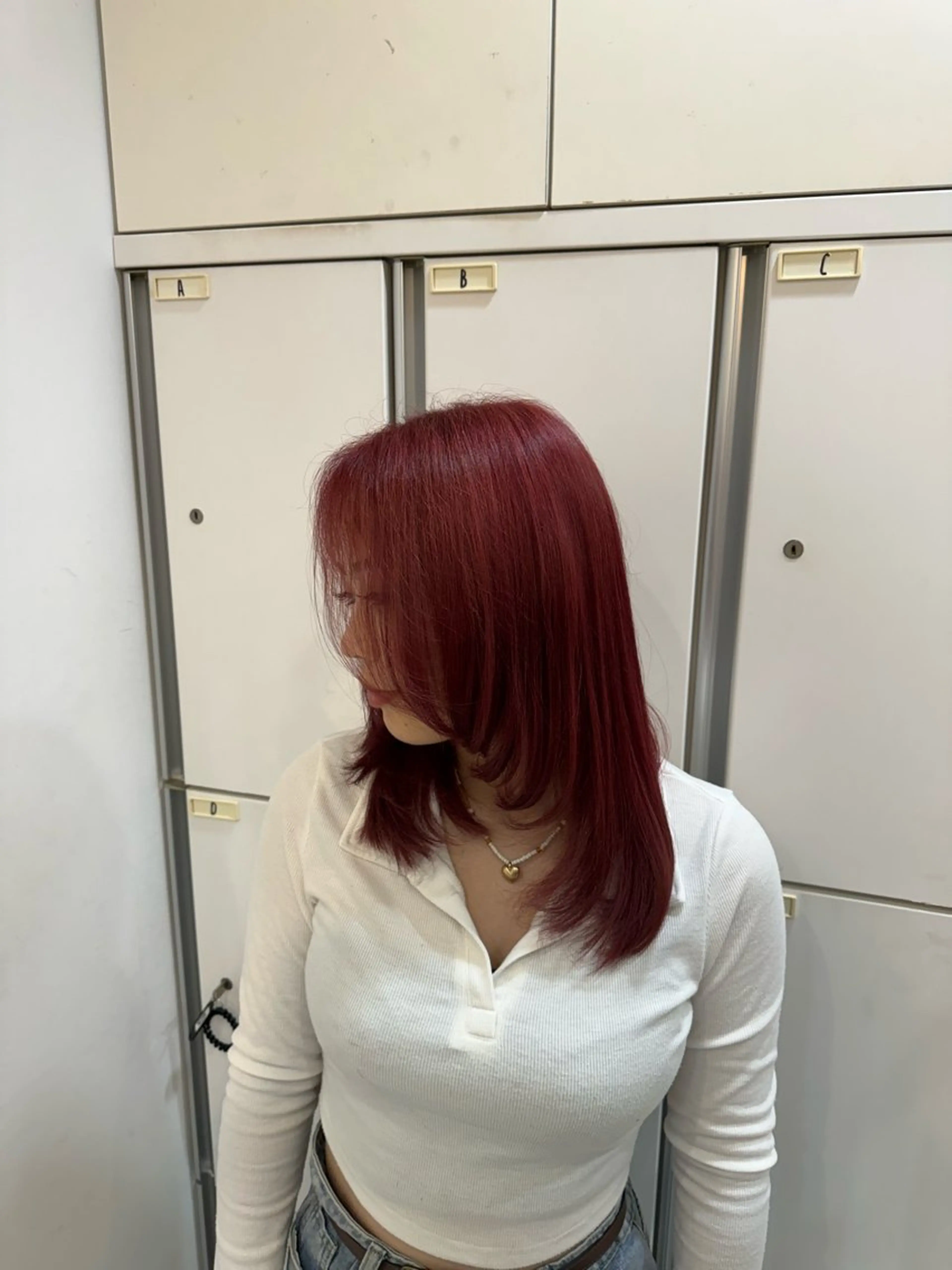 ロング カラー ブリーチ レッドカラー レイヤーカット ヘアカラー トリートメント Ouka/Wカラー/ 大人艶カラーのヘアスタイル