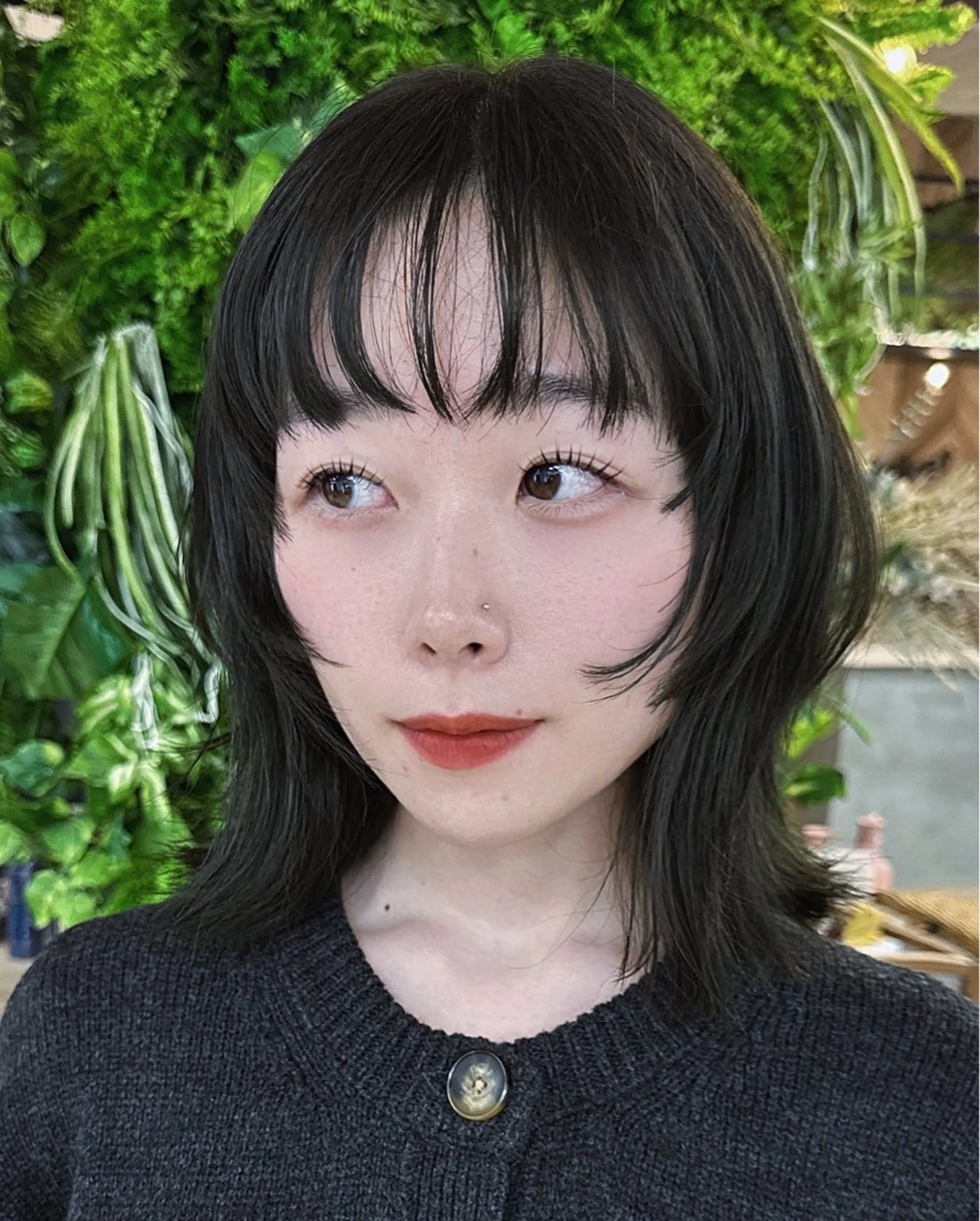 ミディアム カラー グレージュ オリーブグレージュ オリーブグレー レイヤーカット ウルフカット Pocket仙台 💚モエリのヘアスタイル