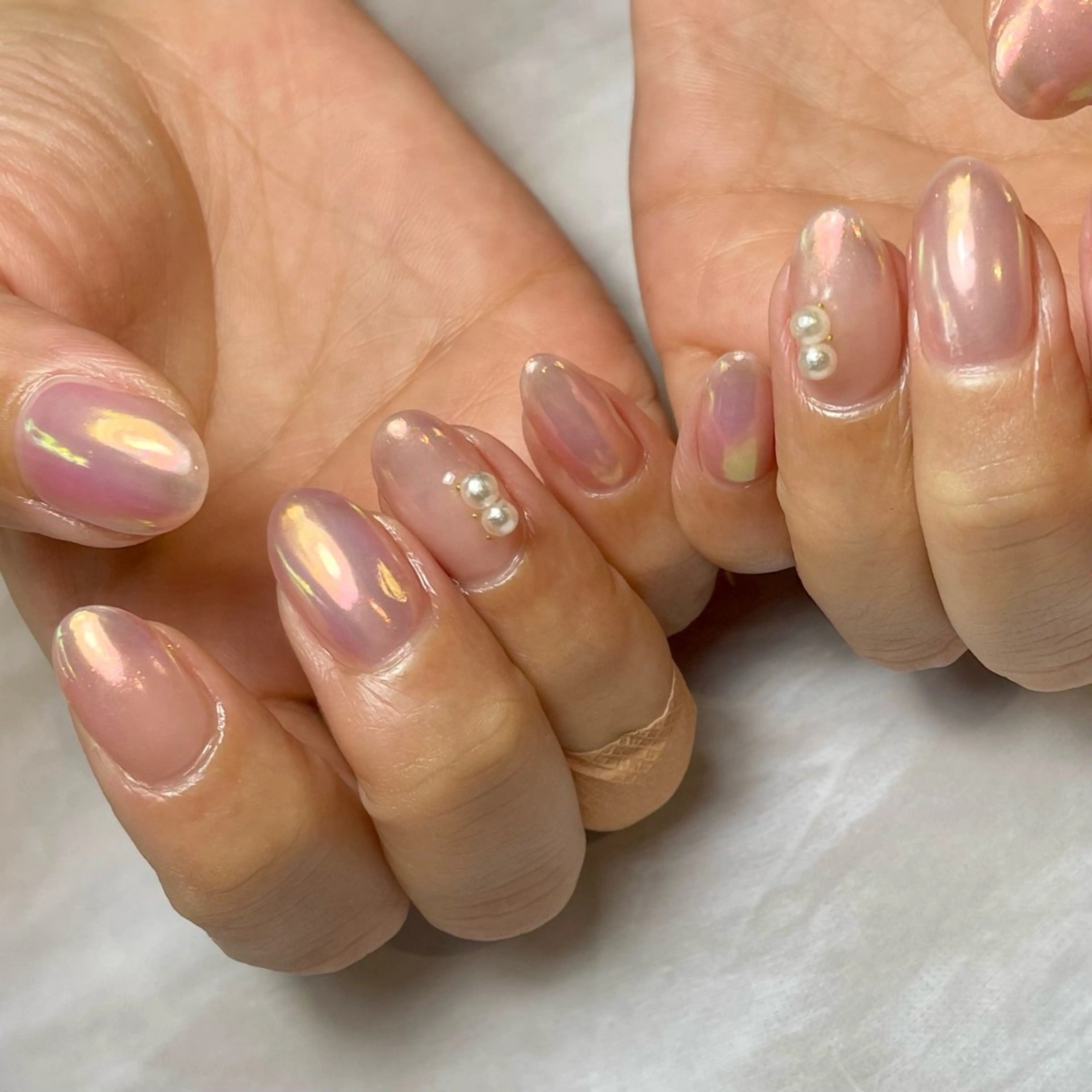 ネイル オーロラネイル 氷ネイル・うるうるネイル シンプルネイル Reflection marikoのネイルデザイン