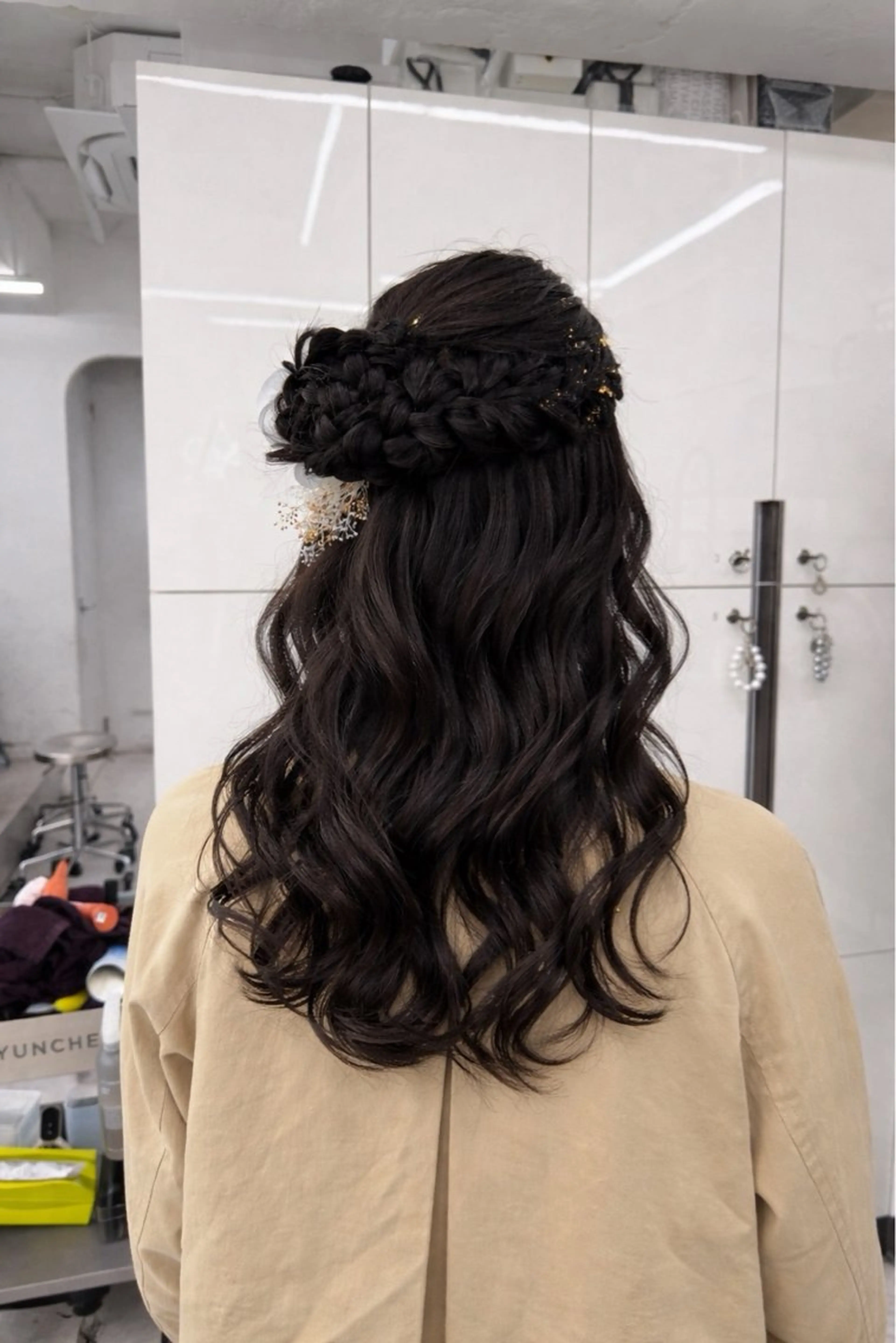 ロング ヘアアレンジ ハーフアップ ヘアセット 韓国ヘア/顔周り ヘアセット/加藤優里のヘアスタイル