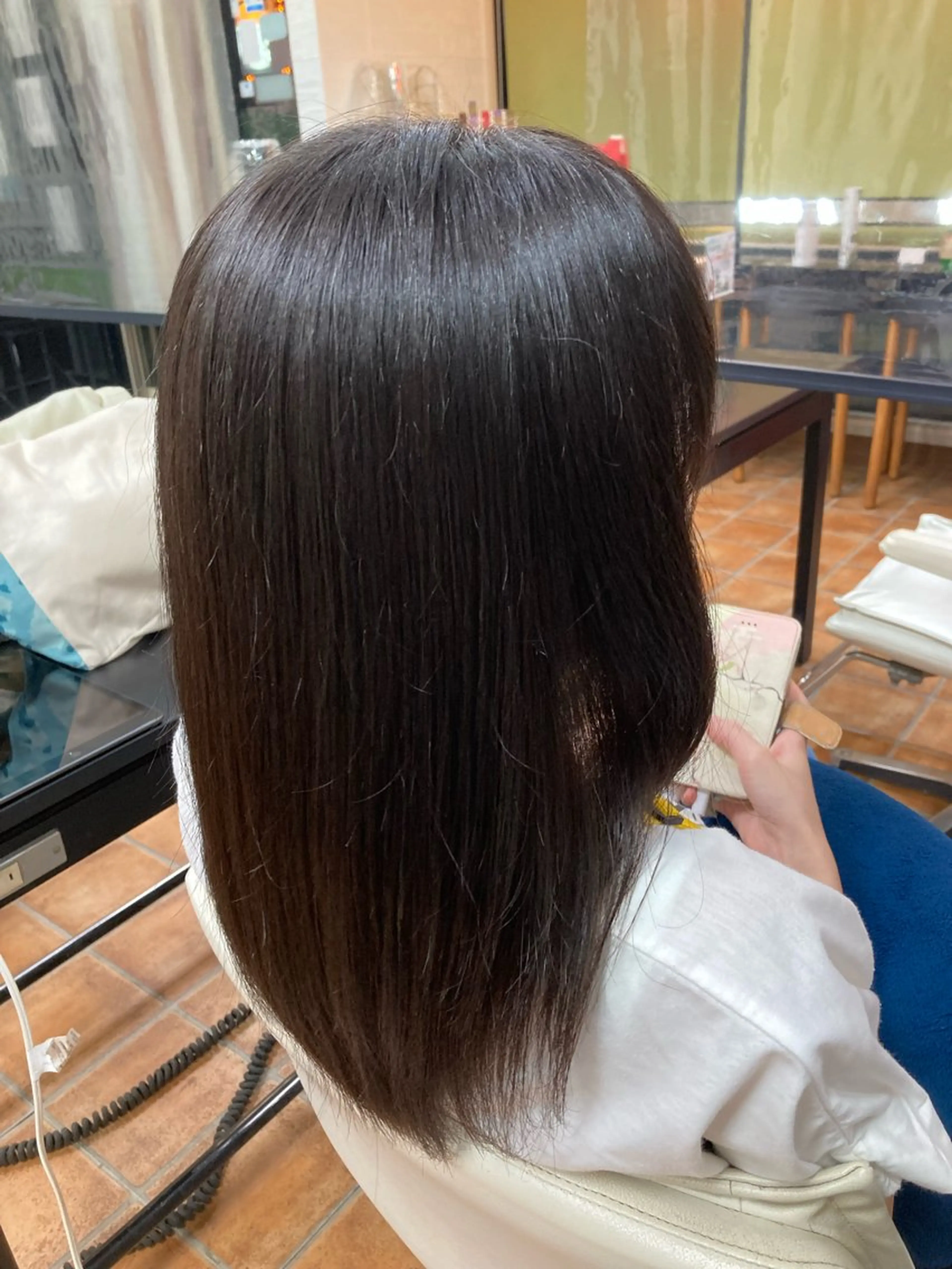 セミロング カラー 縮毛矯正 カット ヘアカラー トリートメント 縮毛矯正/ /関内/あべももこのヘアスタイル