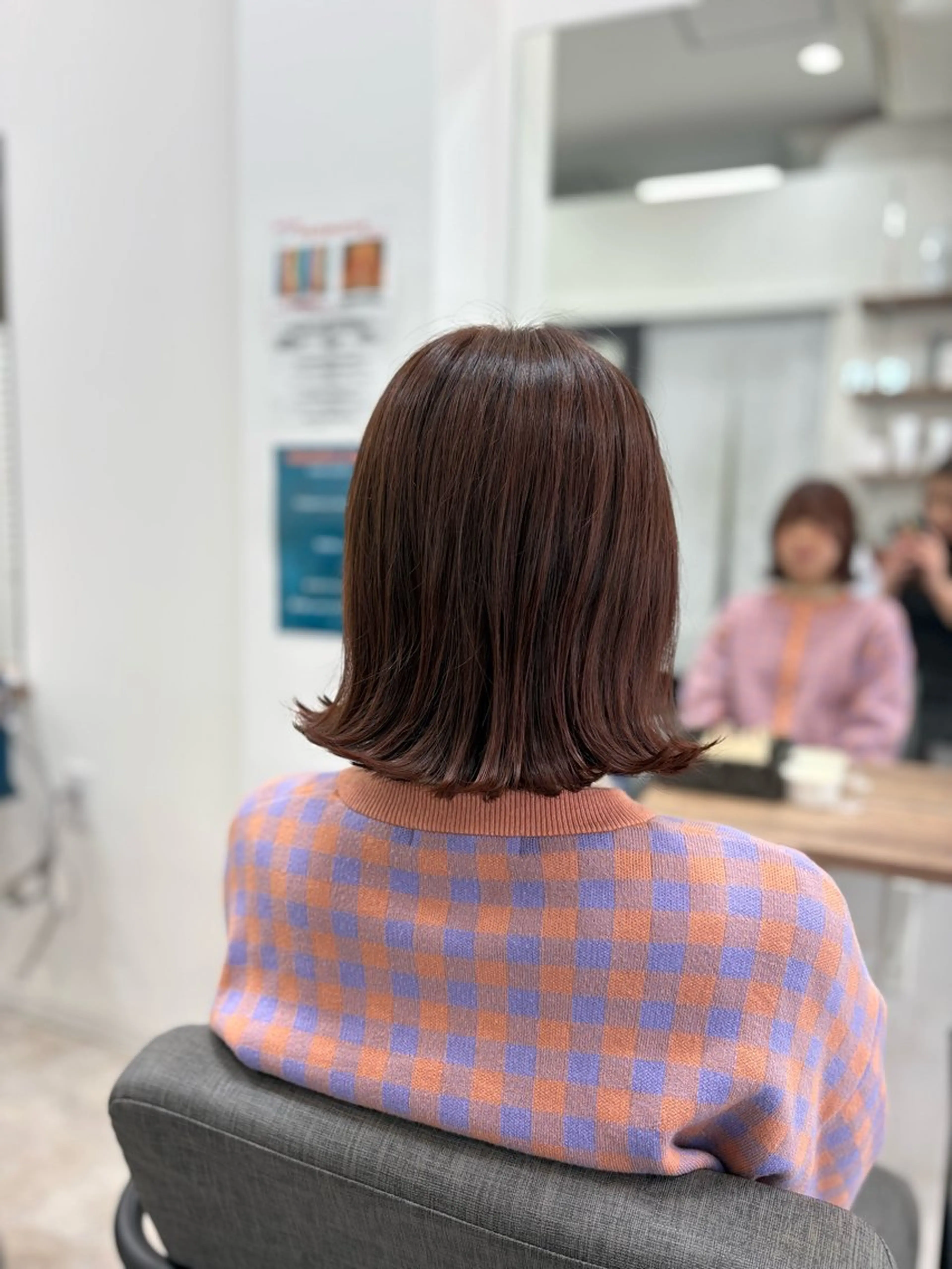 カラー パーマ ベージュカラー ピンクカラー ピンクベージュ 馬来 千尋のヘアスタイル