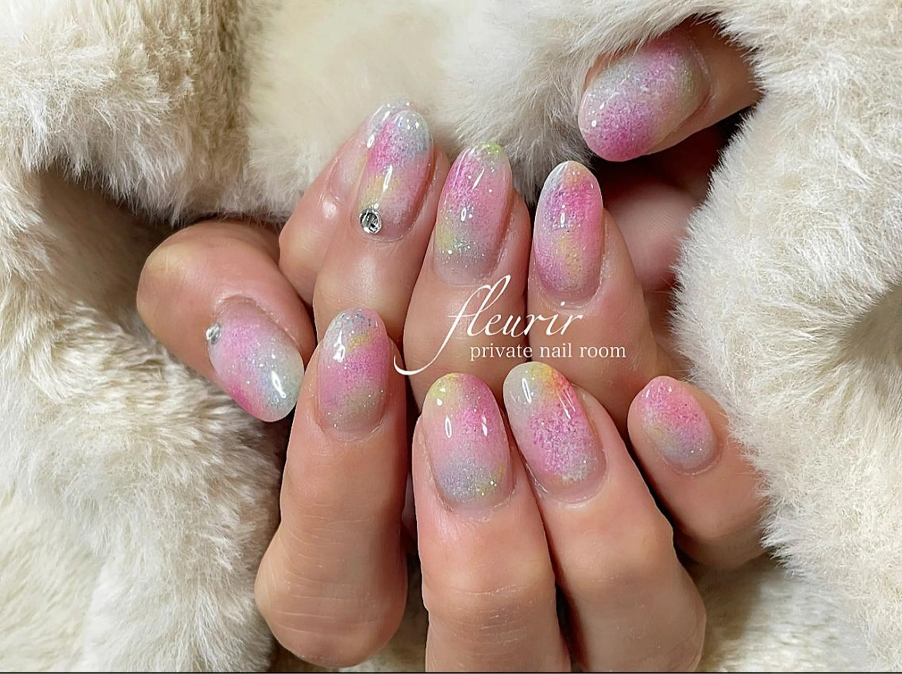 ネイル アートネイル 長さ出し ジェルネイル グリーン ハードジェル フルリール 【プライベートサロンのネイルデザイン