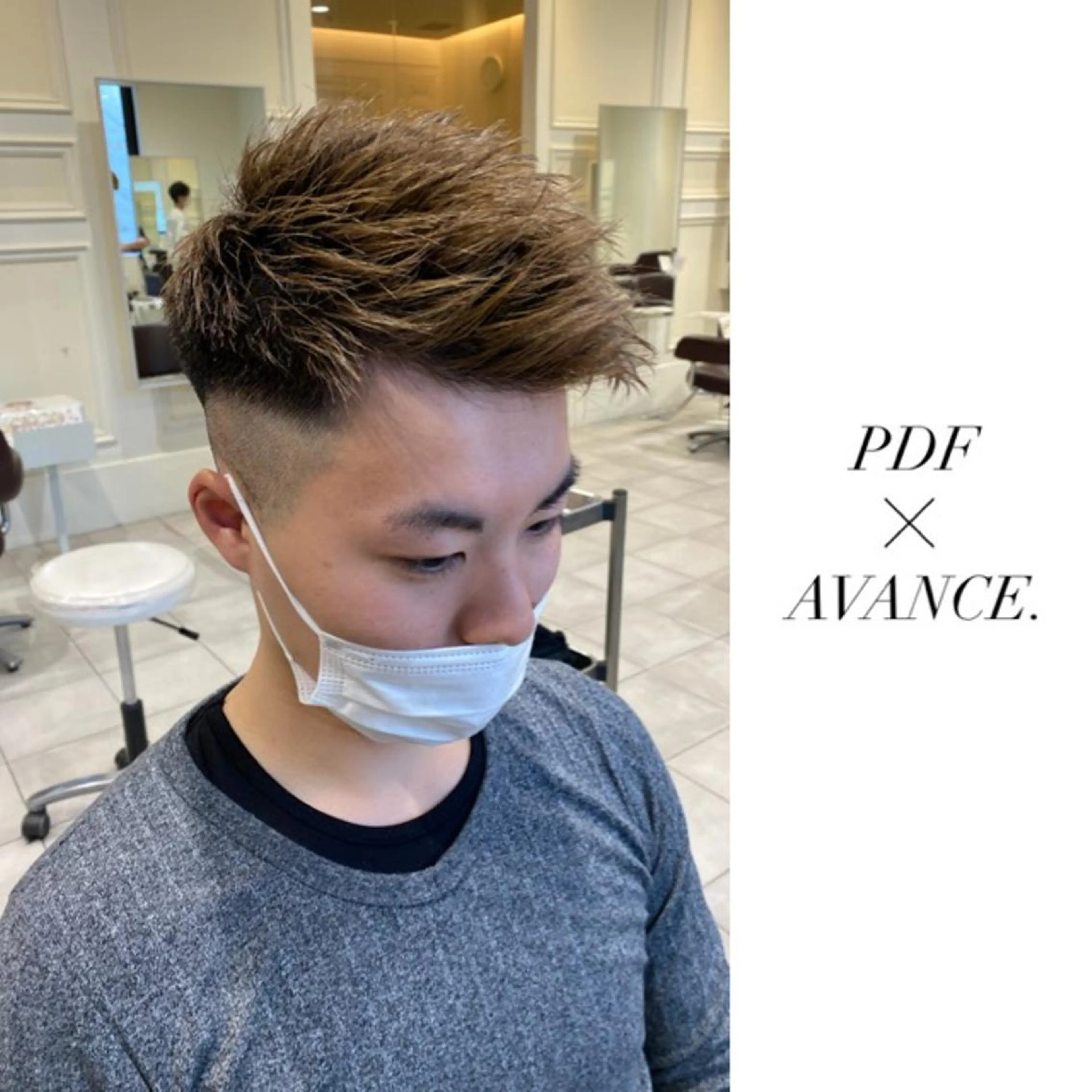 ショート カラー メンズ アップバング フェードカット カット ヘアカラー AVANCE.難波 店長 松元のヘアスタイル