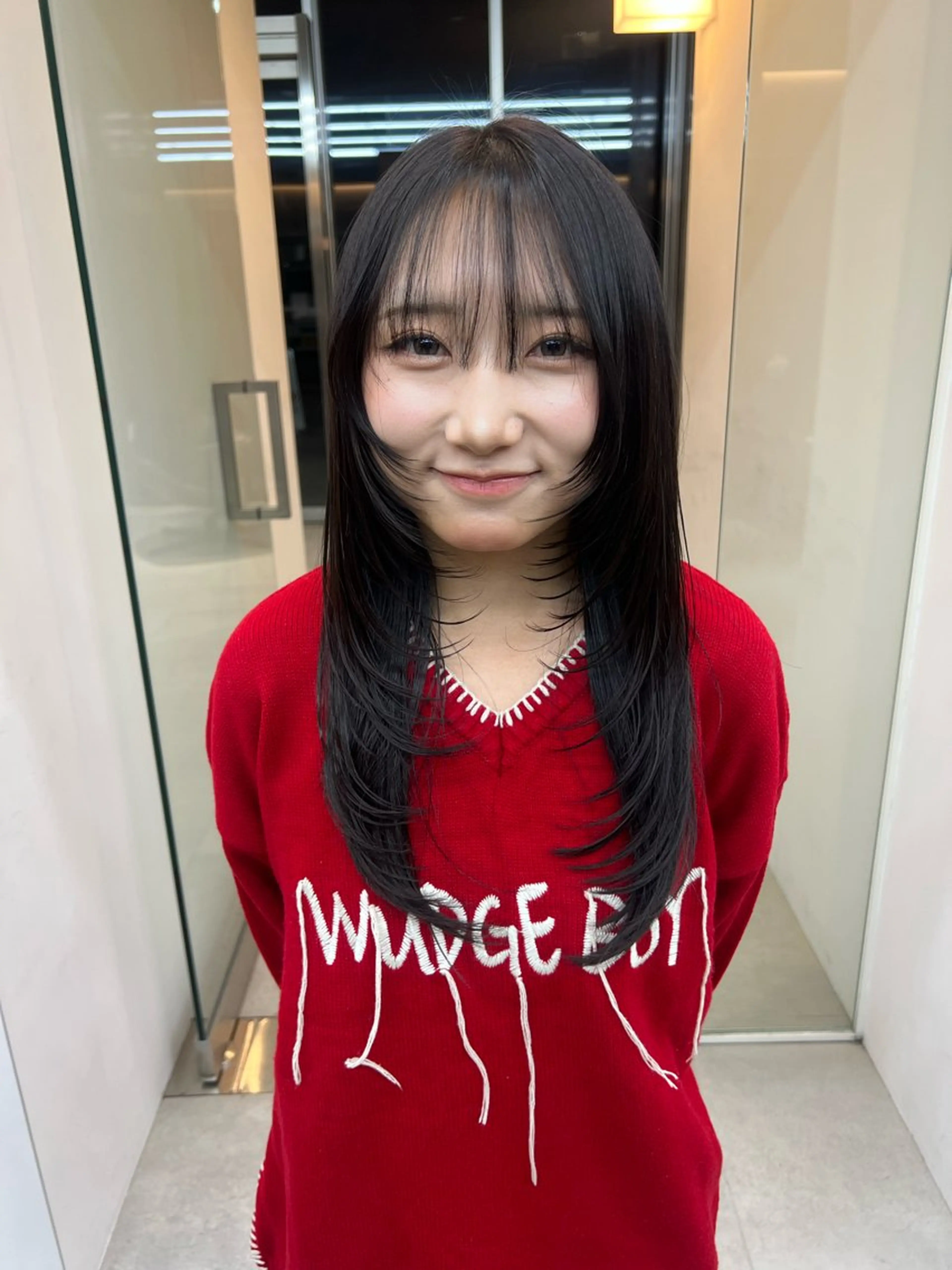 ロング カラー ハッシュカット レイヤーカット カット ヘアカラー トリートメント 吉沢遣人/レイヤー 艶カラー/抜け感のヘアスタイル