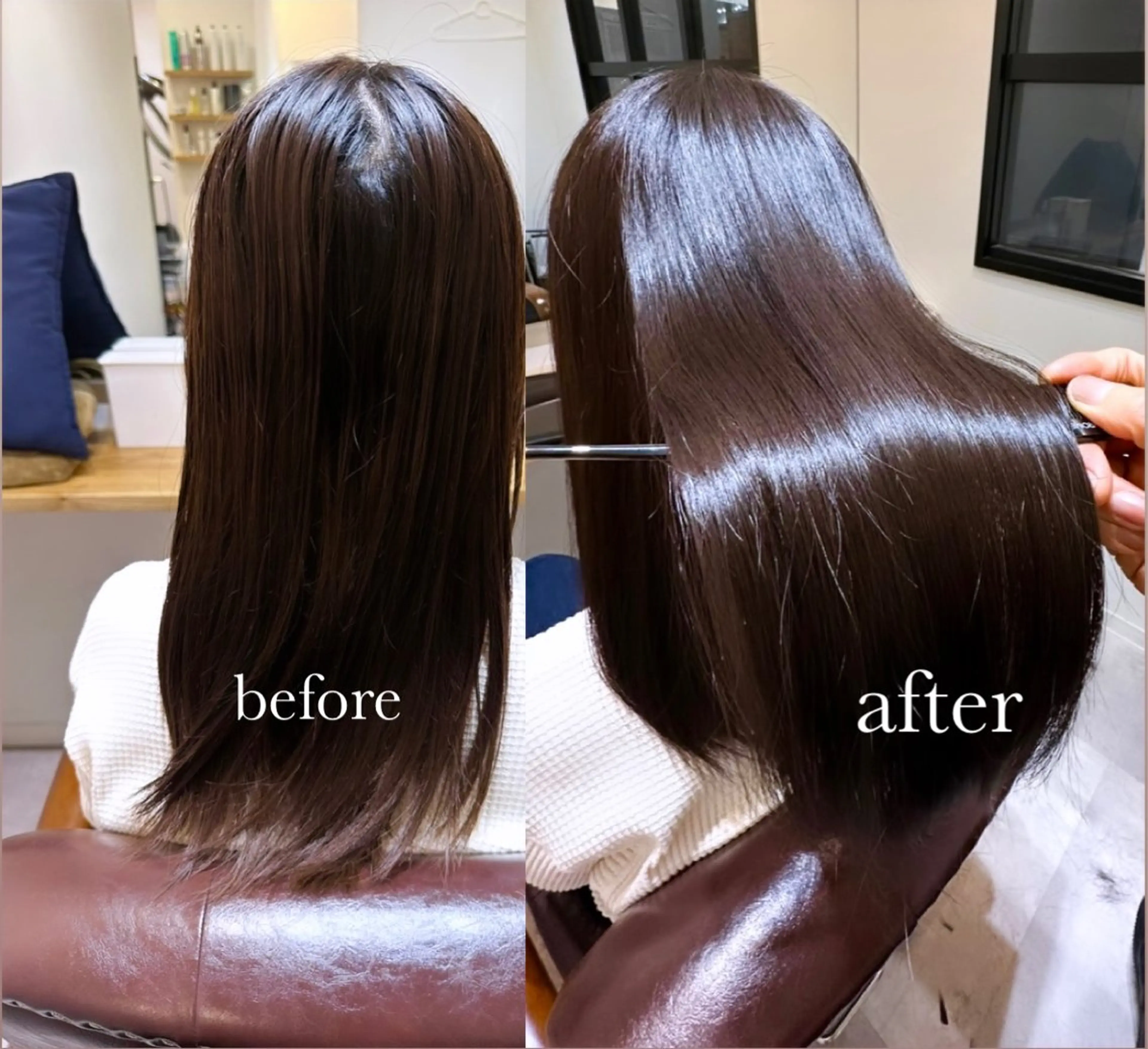 ロング カット ヘアカラー トリートメント 【20代ダメージ毛に 髪質改善】のヘアスタイル