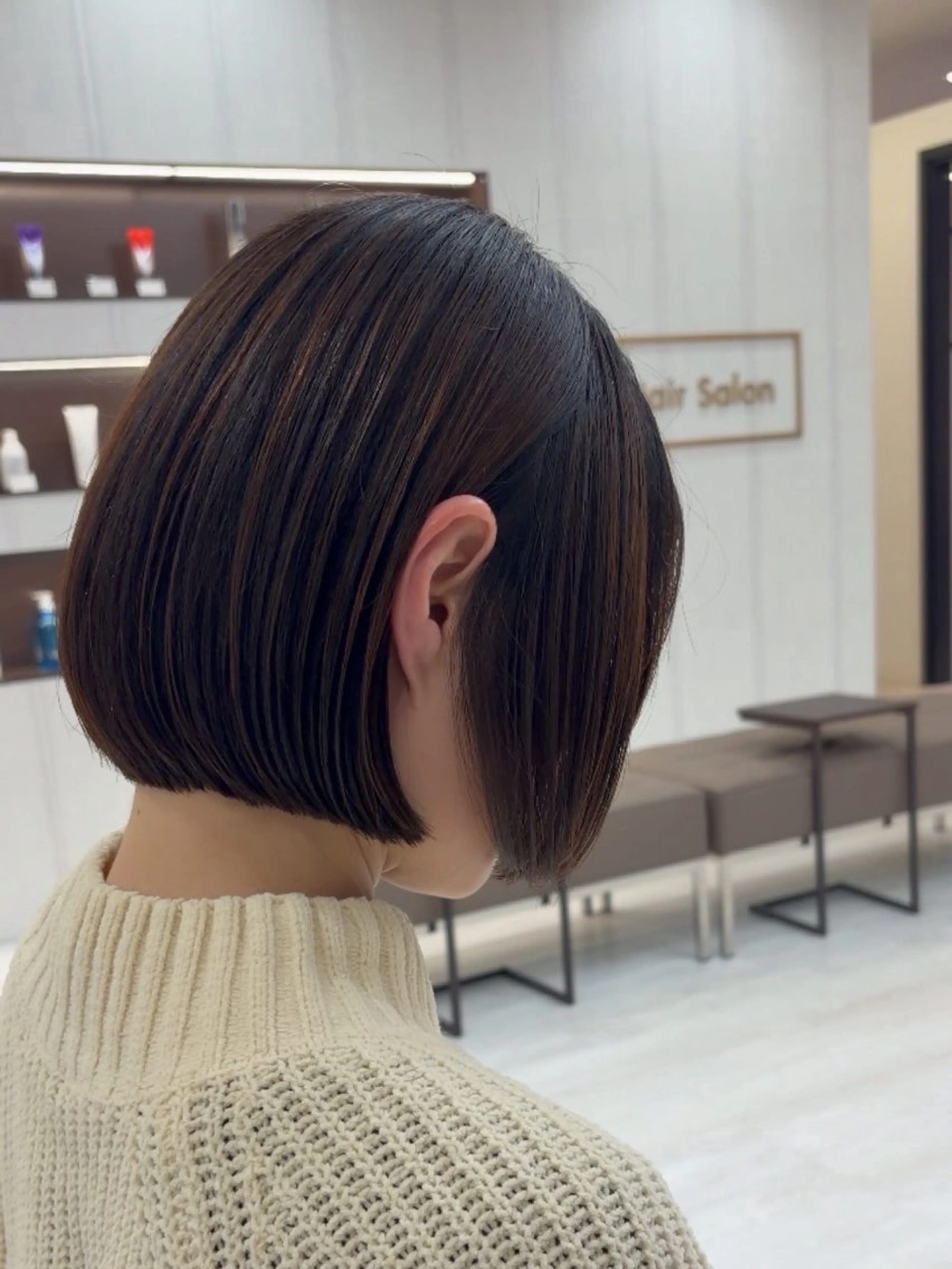 ミディアム ヘアカラー 平日カットモデル 高岡/山崎開世のヘアスタイル