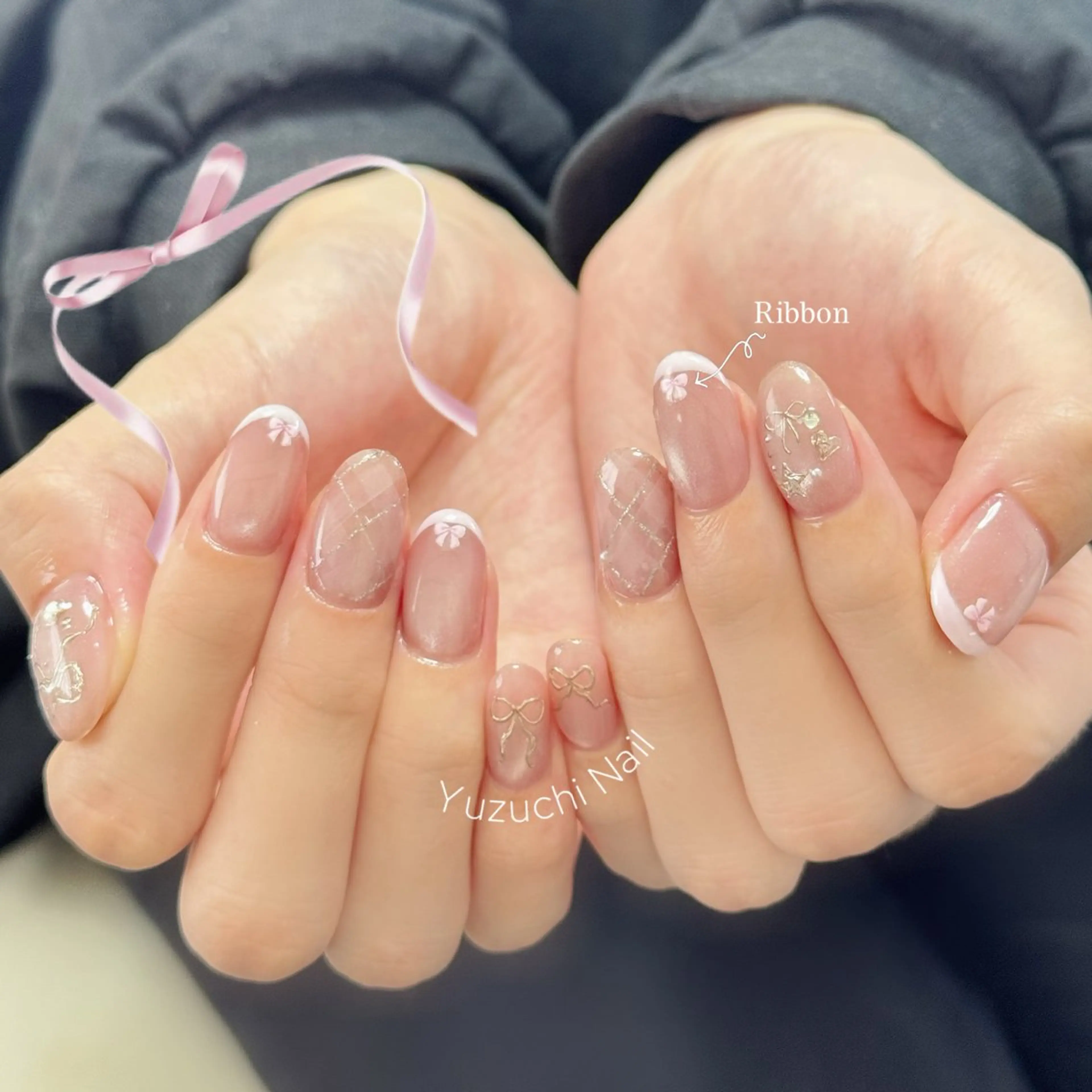 ネイル 長さ出し キラキラネイル ハンドネイル Yuzuchi Nailのネイルデザイン