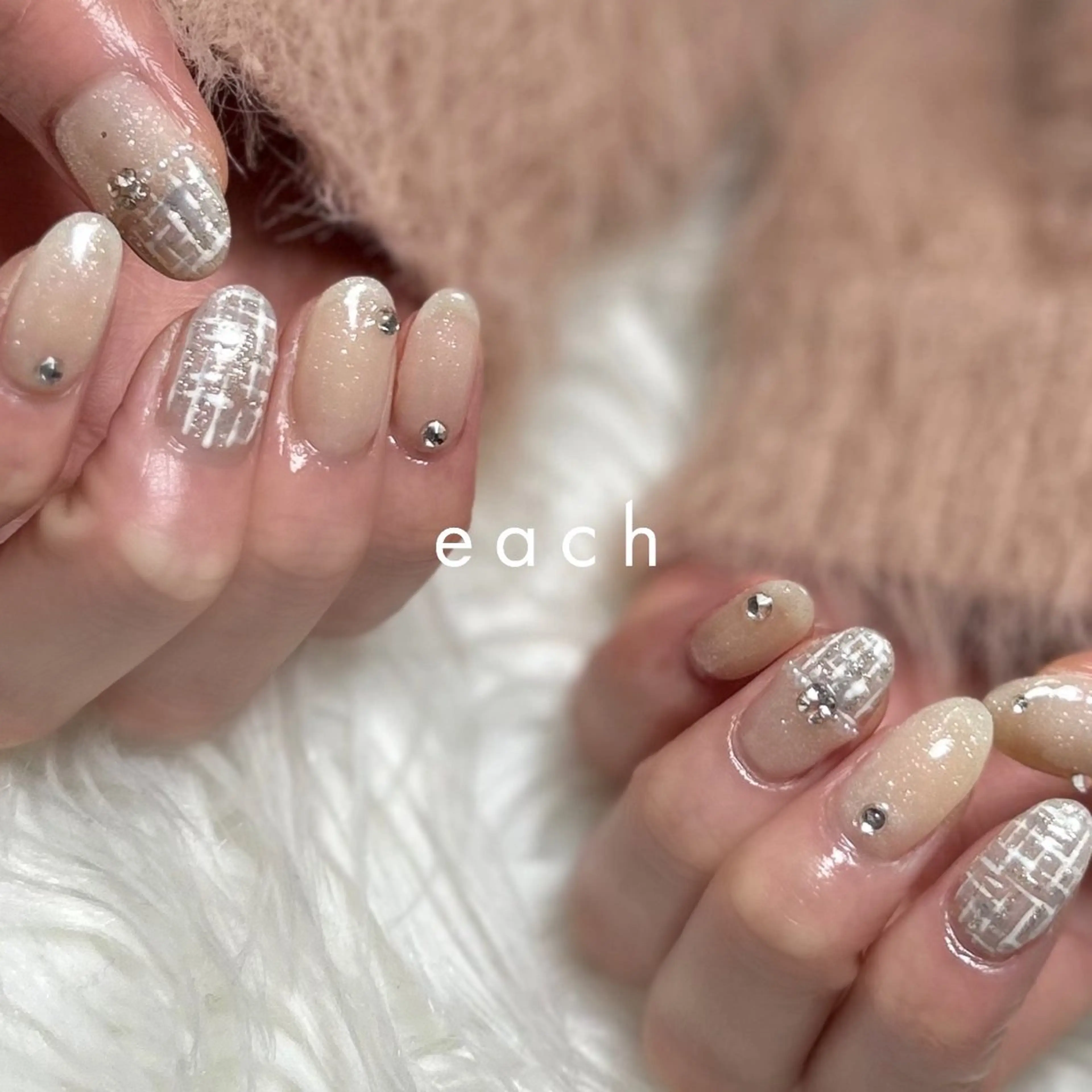 ネイル ツイードネイル filon nail kanako🕊のネイルデザイン