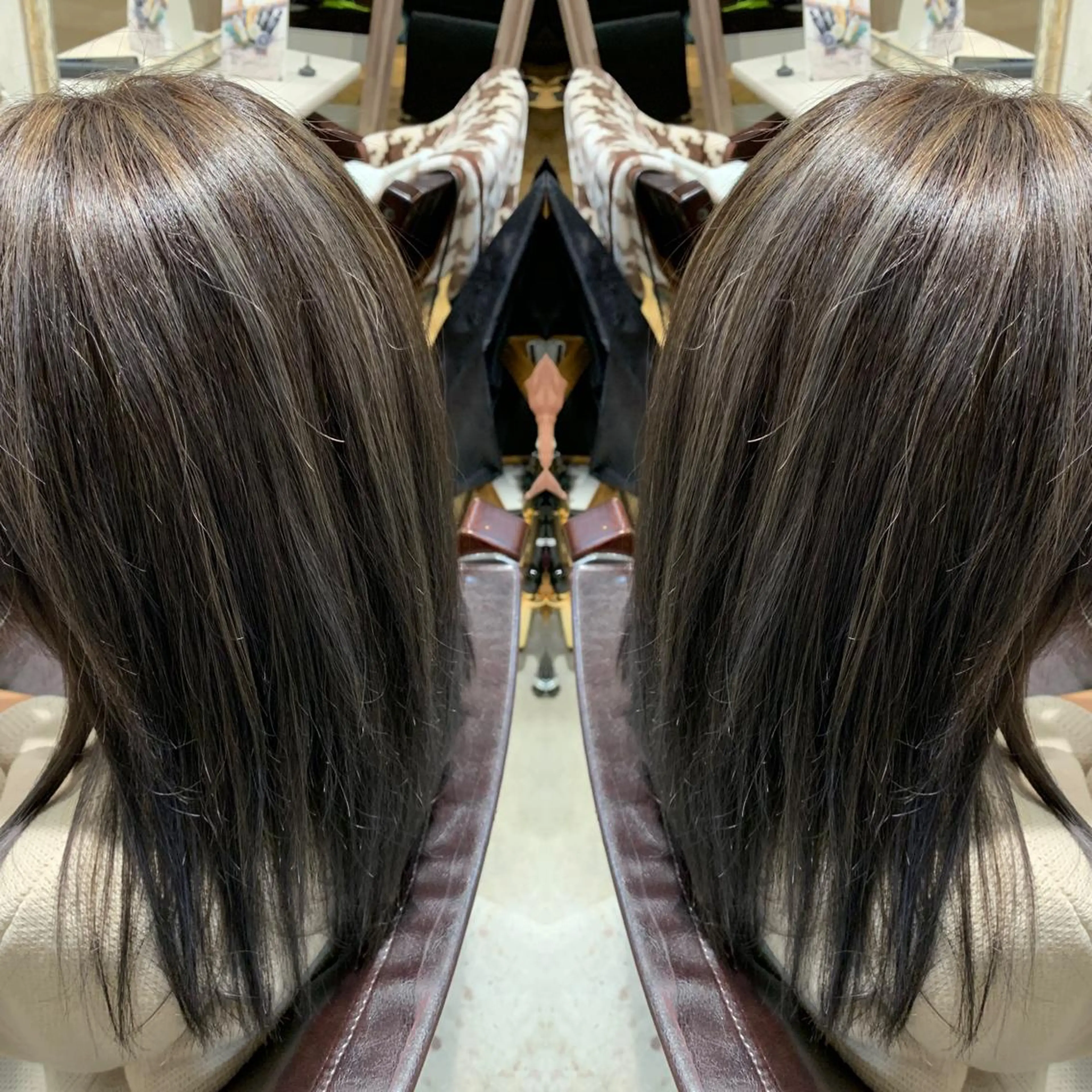 ロング カラー グレージュ ハイライトカラー ハイライト LUXBE LUCEのヘアスタイル