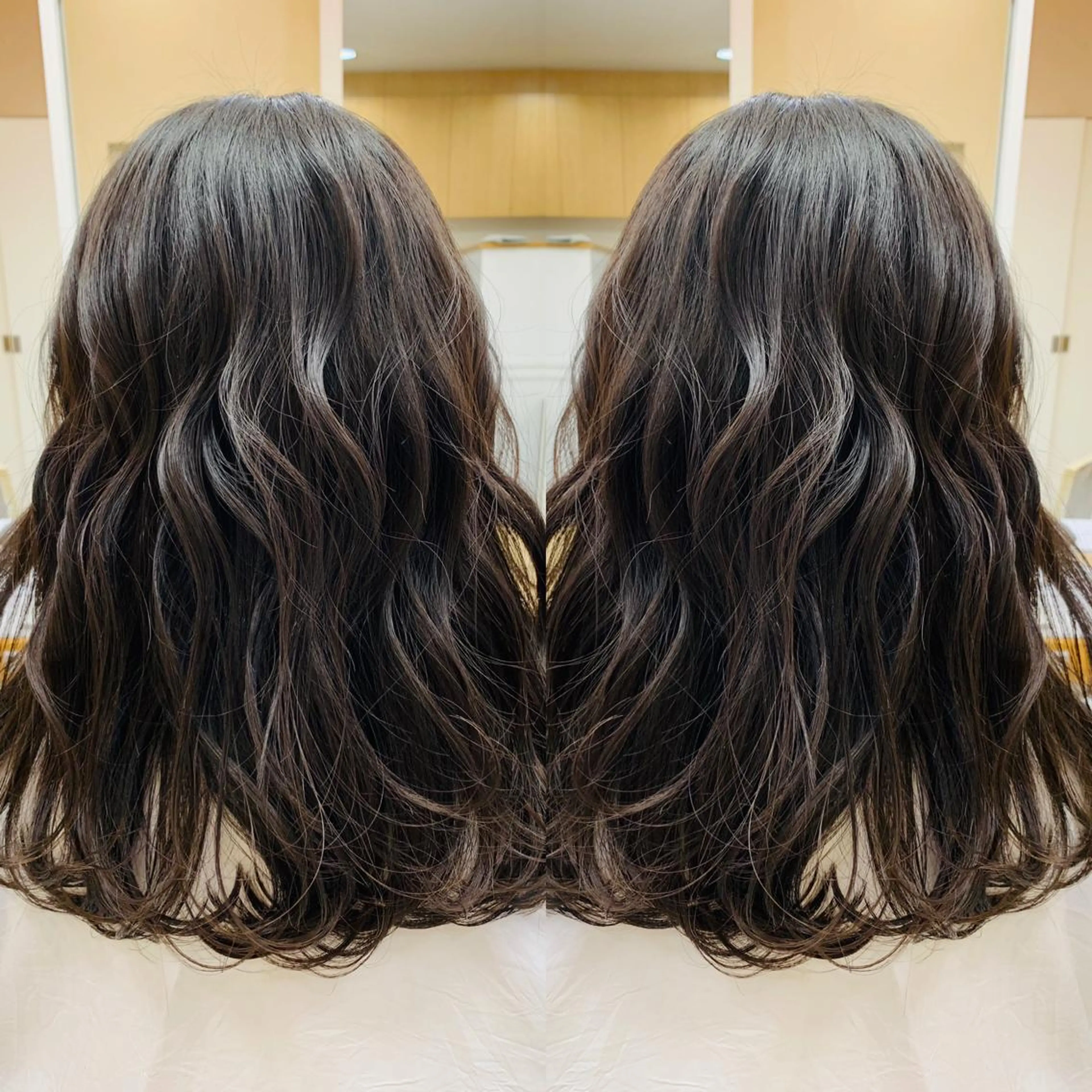 セミロング パーマ セミロングパーマ ヘアカラー 縮毛矯正 トリートメント 髪質改善/縮毛矯正 /ブリーチ矯正/岡部のヘアスタイル