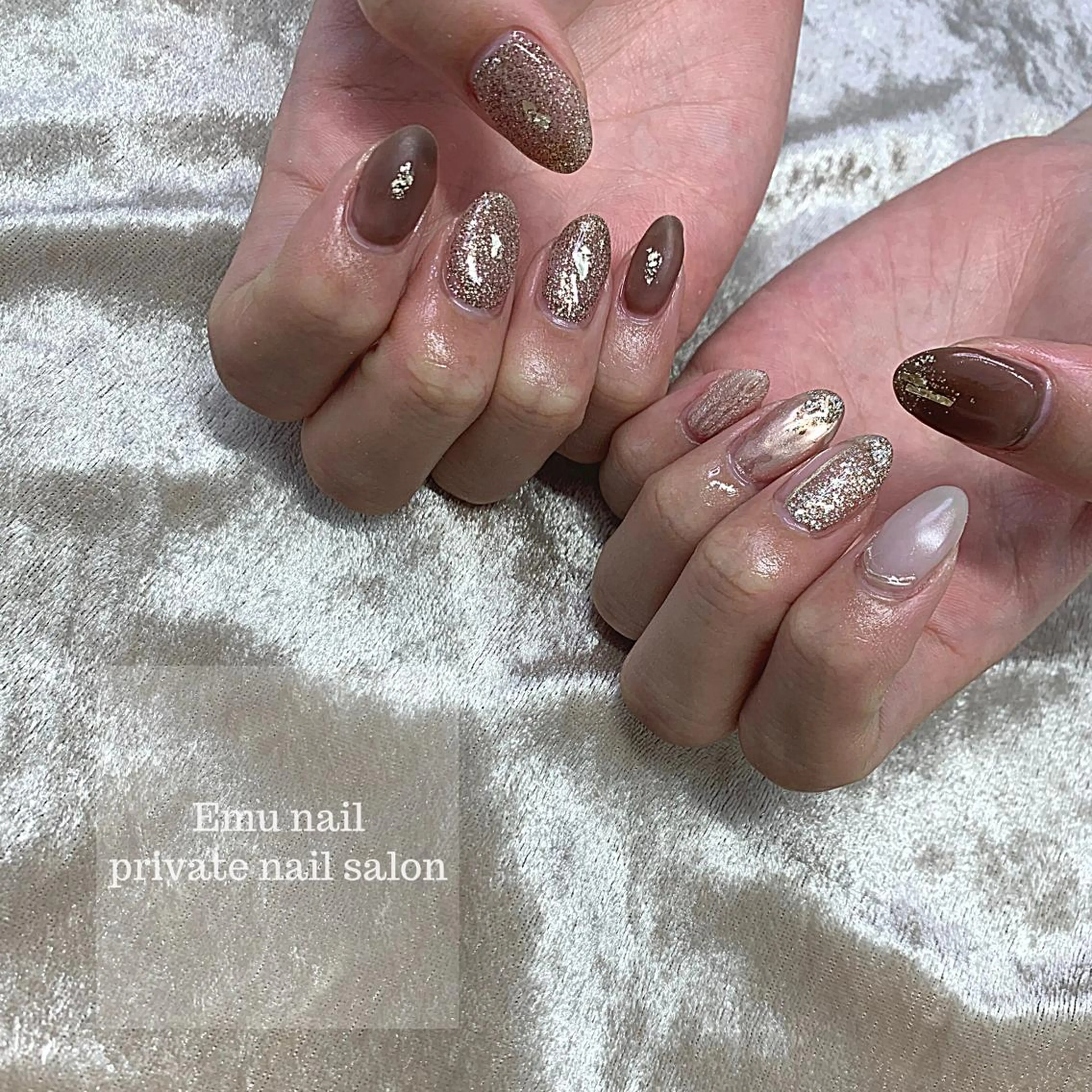ネイル ジェルネイル ミラーネイル ニュアンスネイル emu nailのネイルデザイン