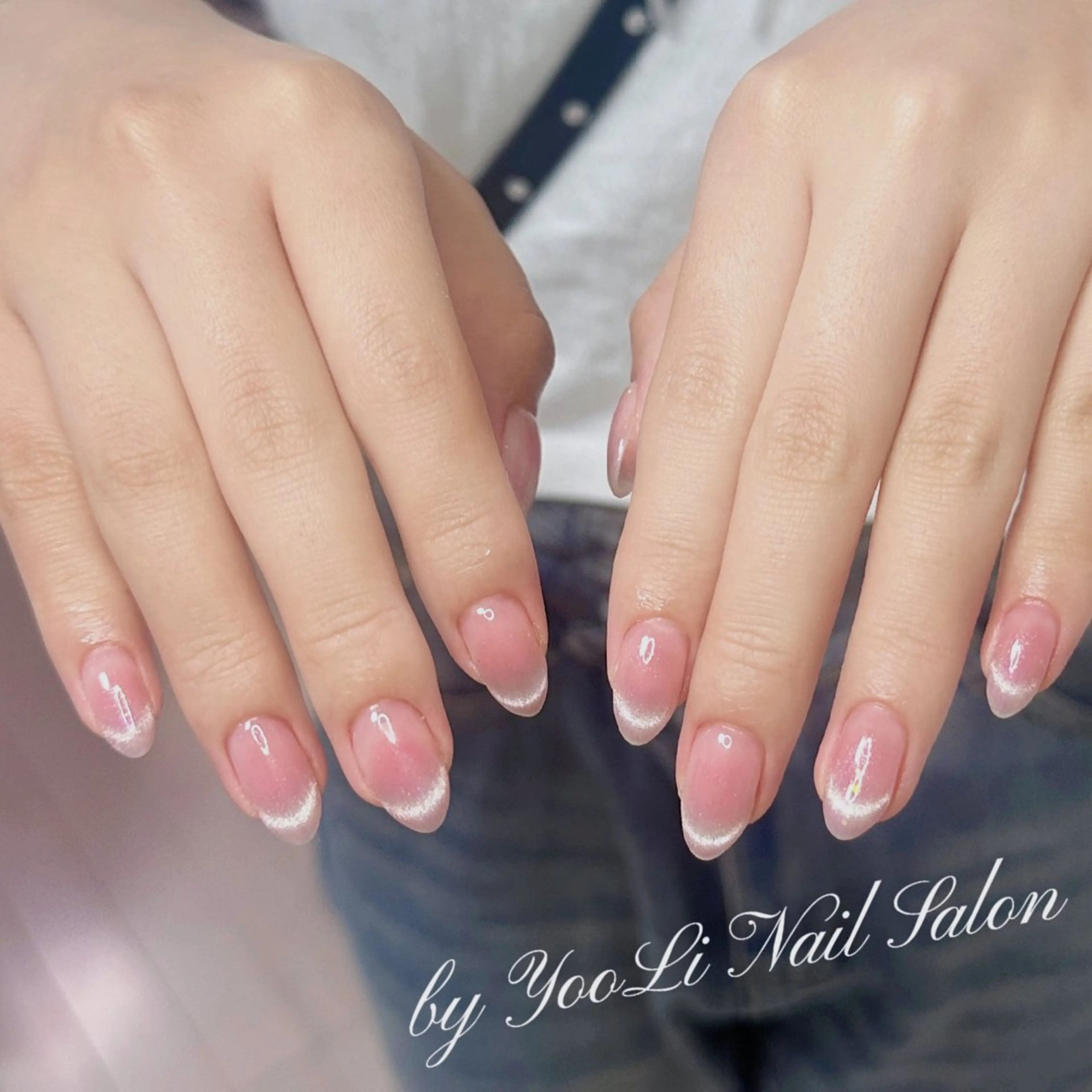 ネイル アートネイル オーロラネイル チークネイル フレンチネイル ガラスフレンチ 🎀YooLi Nail salonのネイルデザイン
