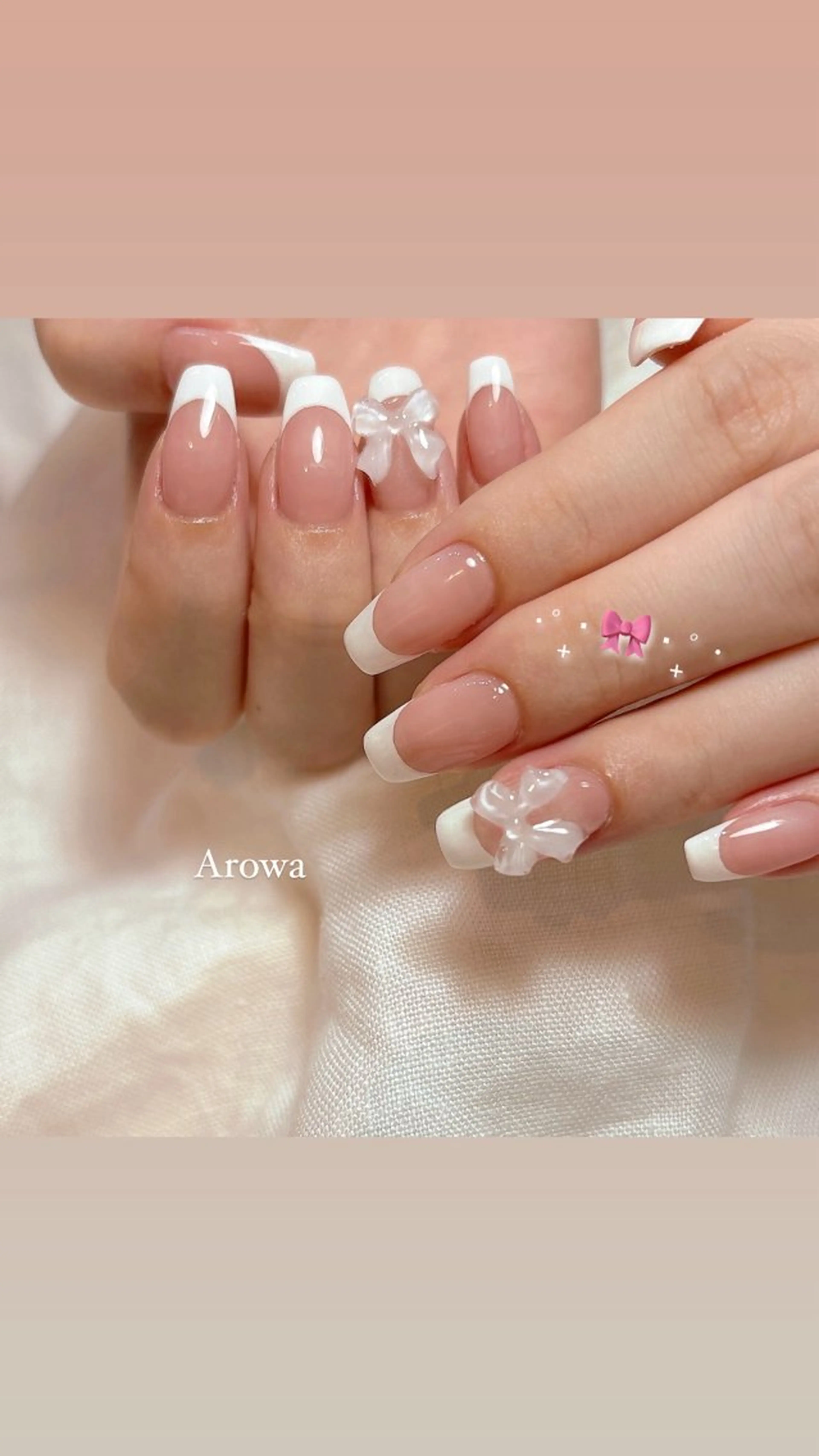 ネイル リボン Arowa 伊田のネイルデザイン