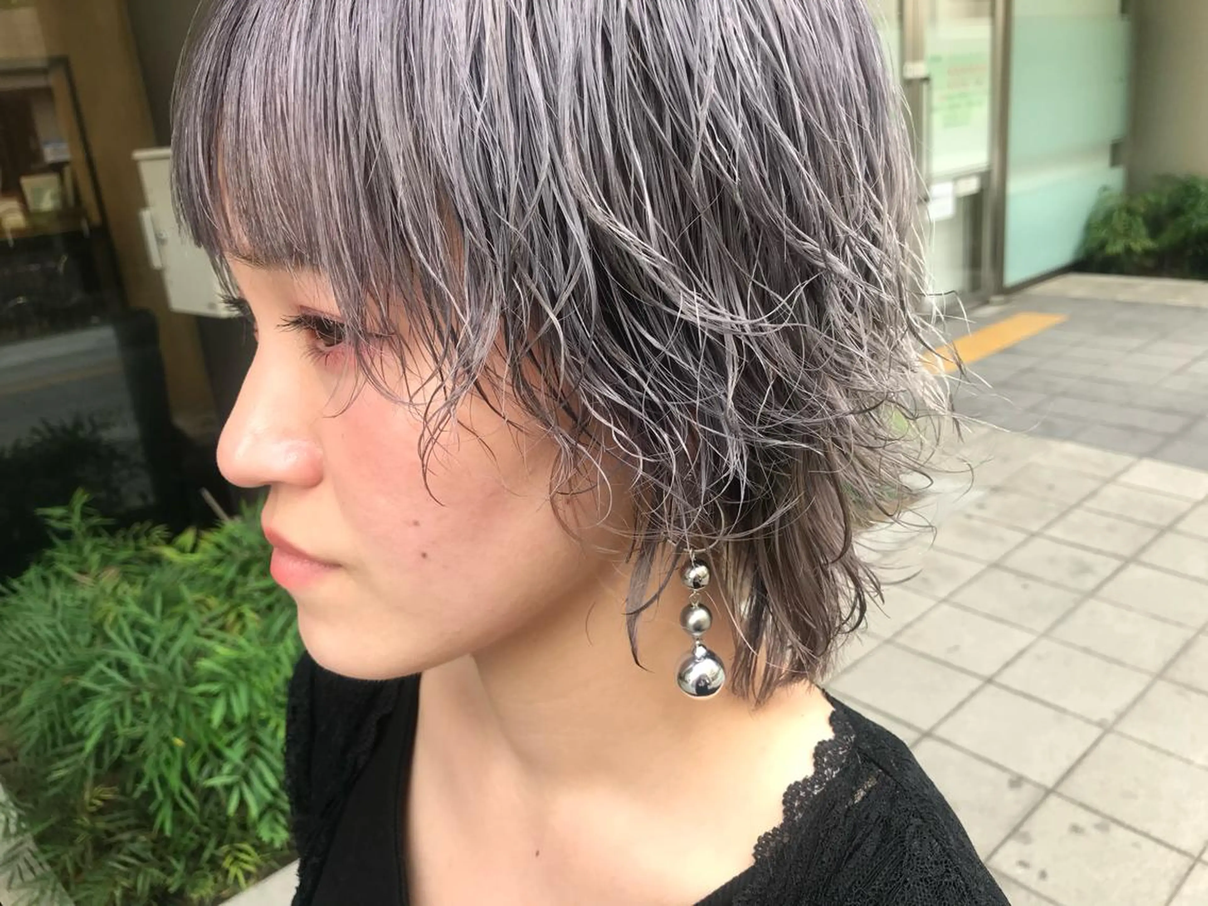 ショート カラー パーマ シルバー バイオレットカラー 大阪福島韓国束感まつ げ Sayaka🤍のマツエク・マツパデザイン