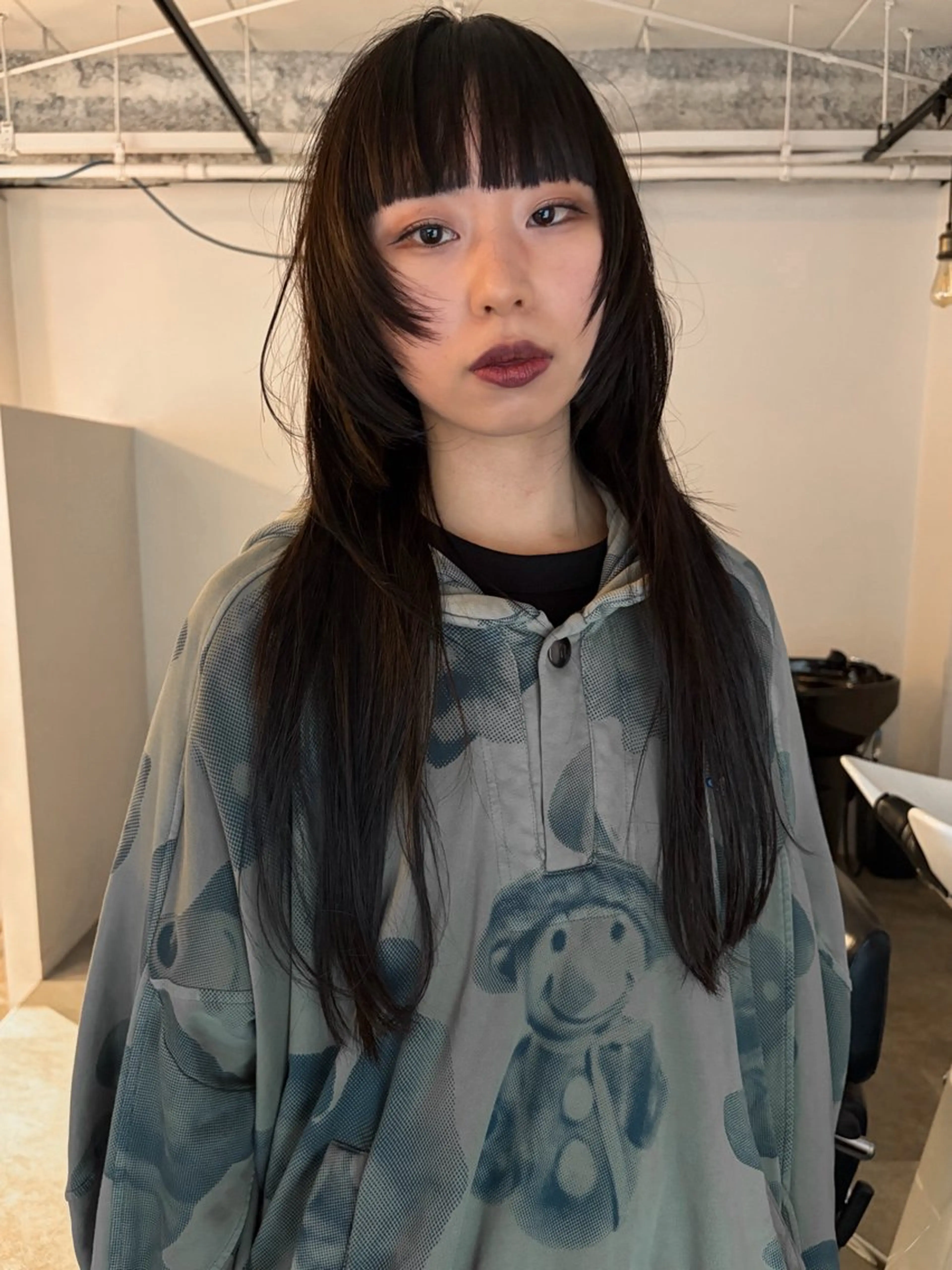 ロング カラー パーマ ハッシュカット ワイドバング ストレートパーマ カット 縮毛矯正 トリートメント 村上雅人 ナチュラルモードのヘアスタイル