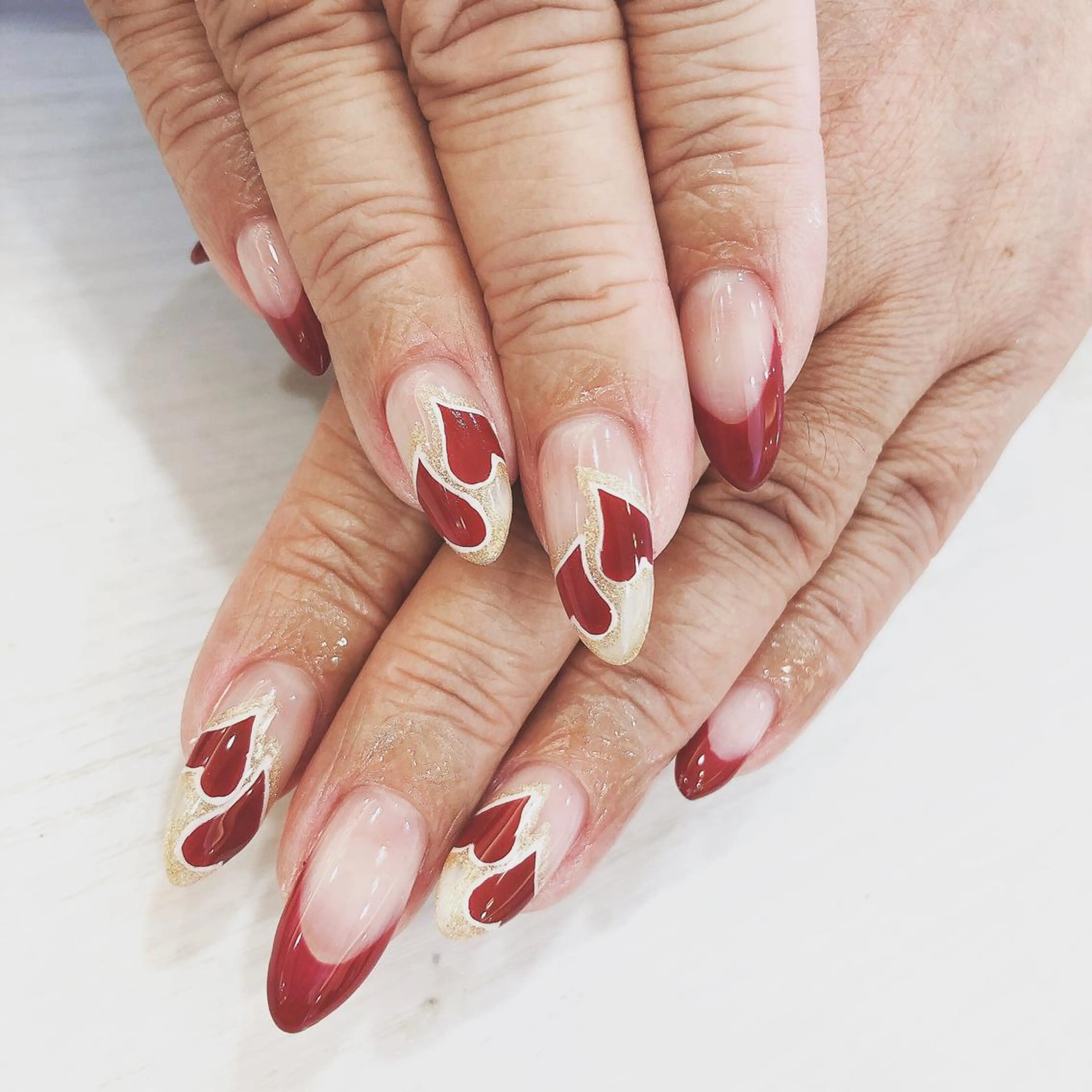 ネイル フレンチネイル ハート バレンタイン Nail salon Stellaのネイルデザイン