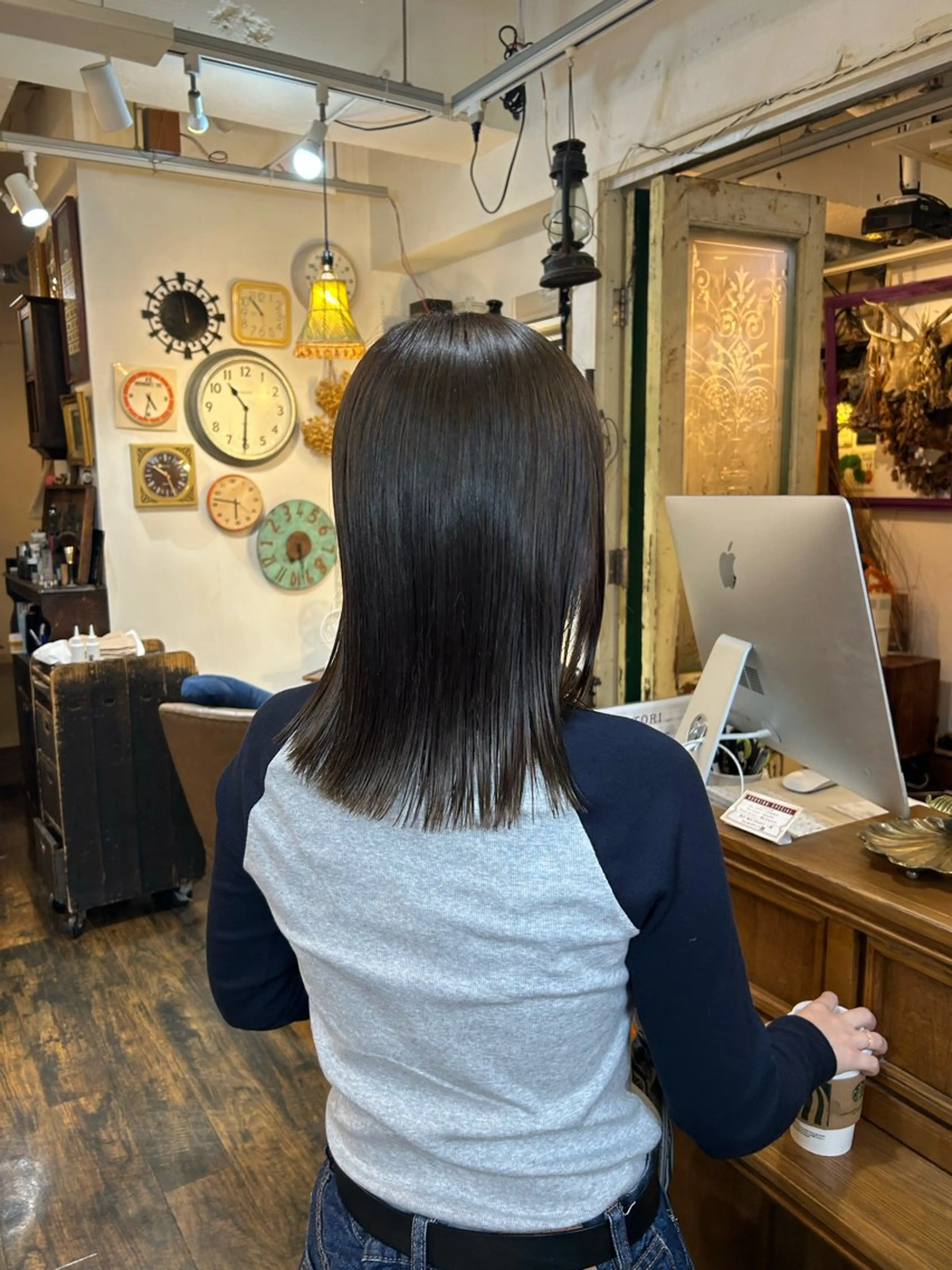 ミディアム カラー オリーブカラー ヘアカラー トリートメント ヘッドスパ BRITS 渡辺 菜々子のヘアスタイル