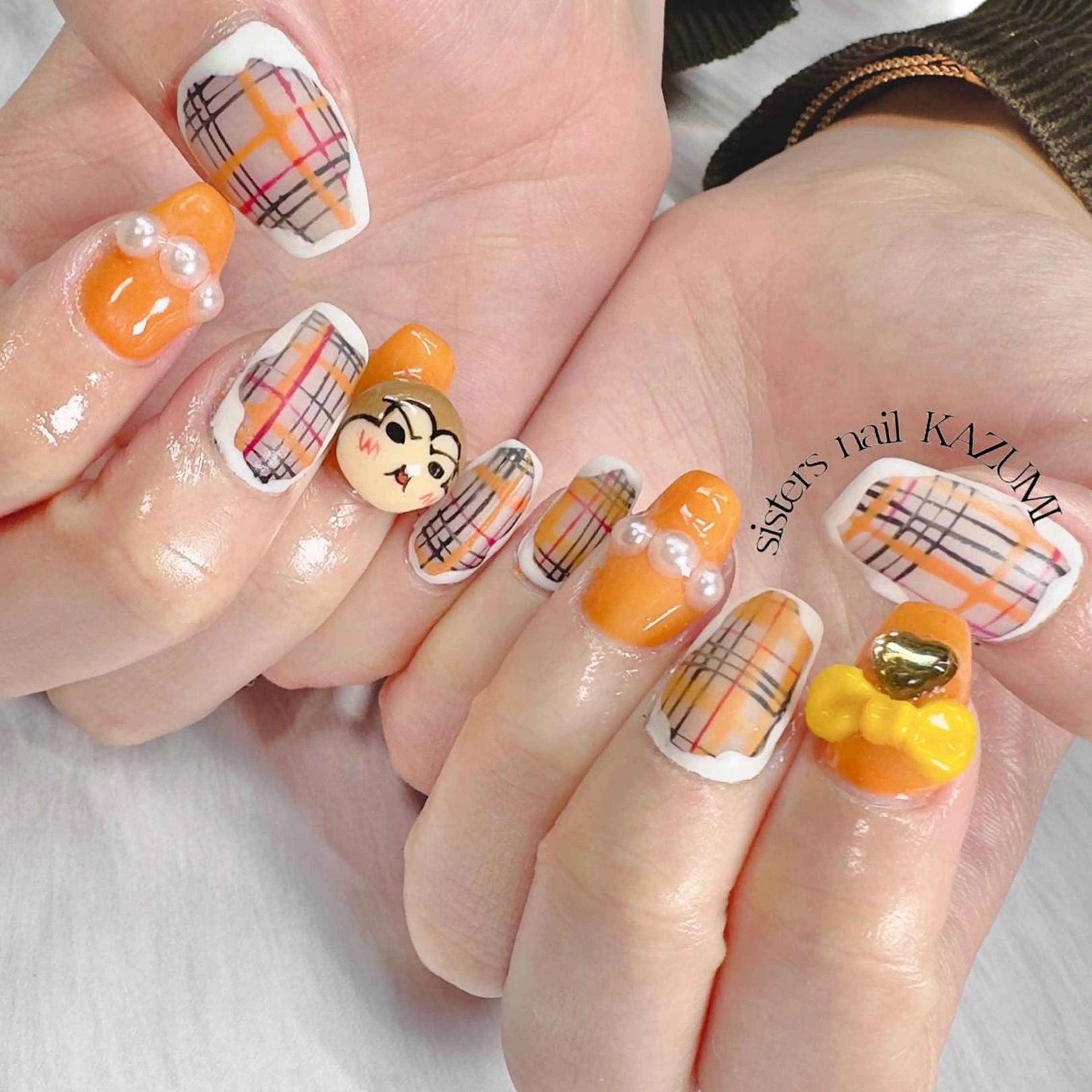 ネイル アートネイル ニュアンスネイル オレンジ sisters nail.fのネイルデザイン