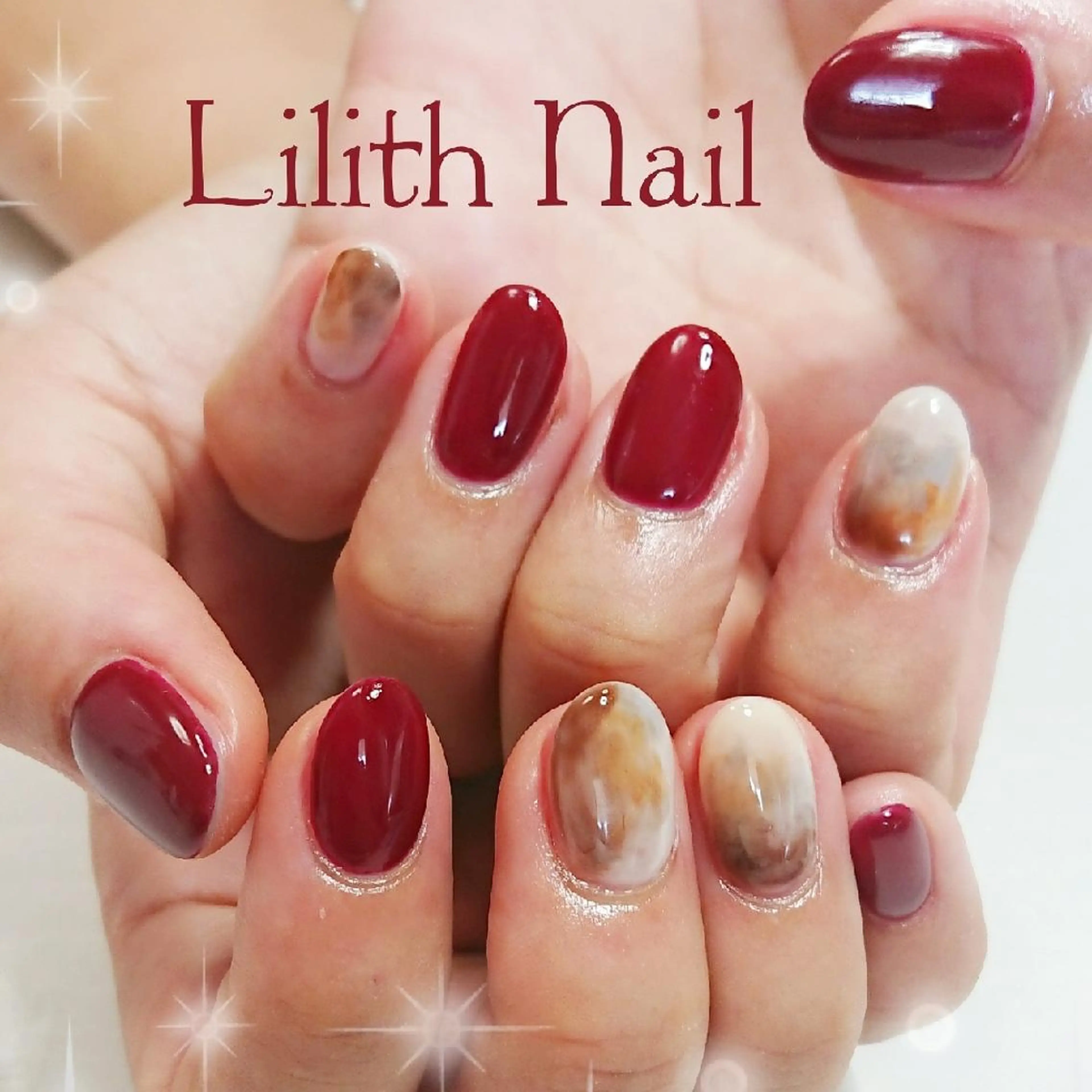 ネイル ボルドー ハンドネイル Lilith Nailのネイルデザイン