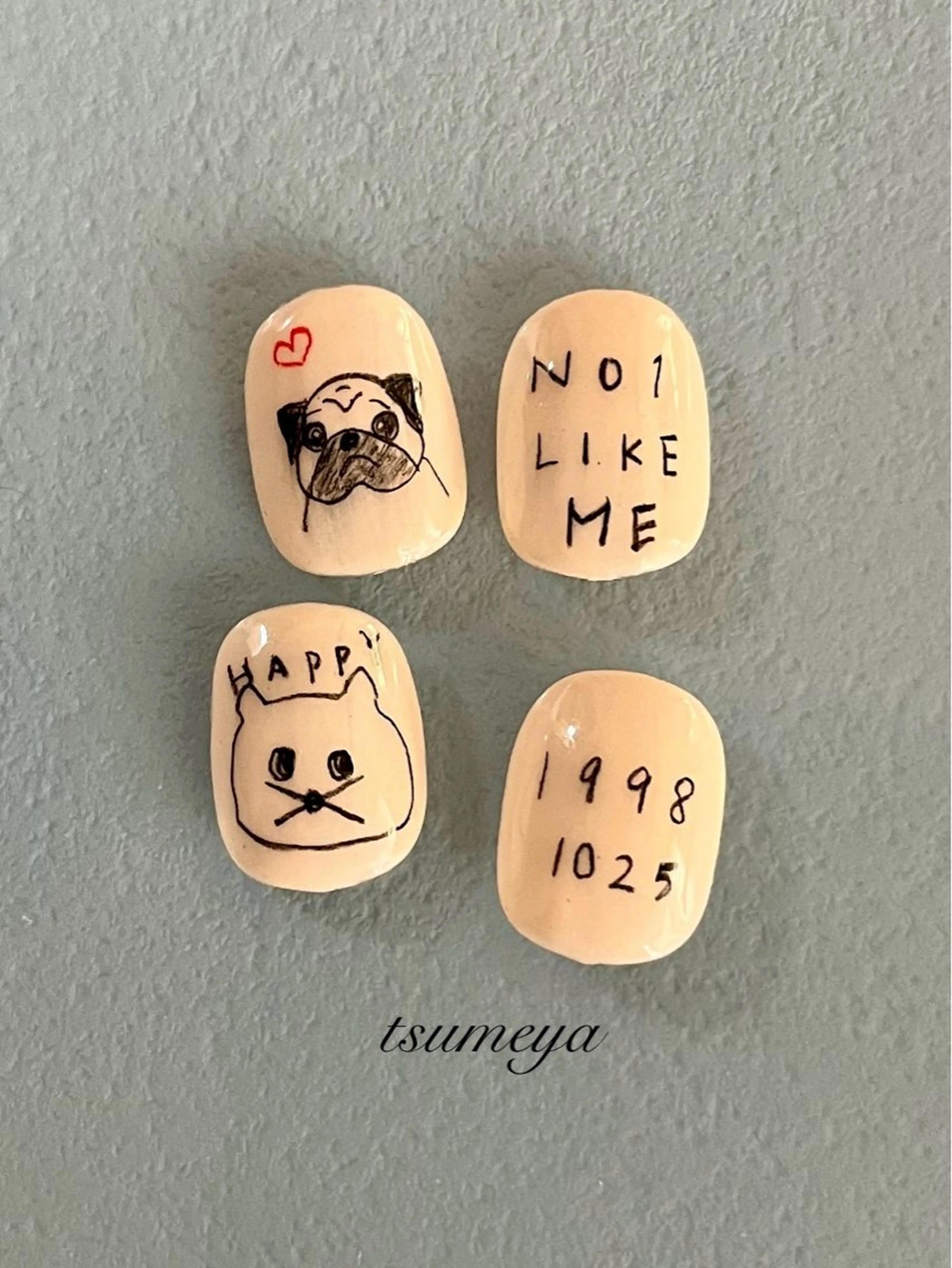 ネイル tsumeya ゆるかわ手描きネイルのネイルデザイン