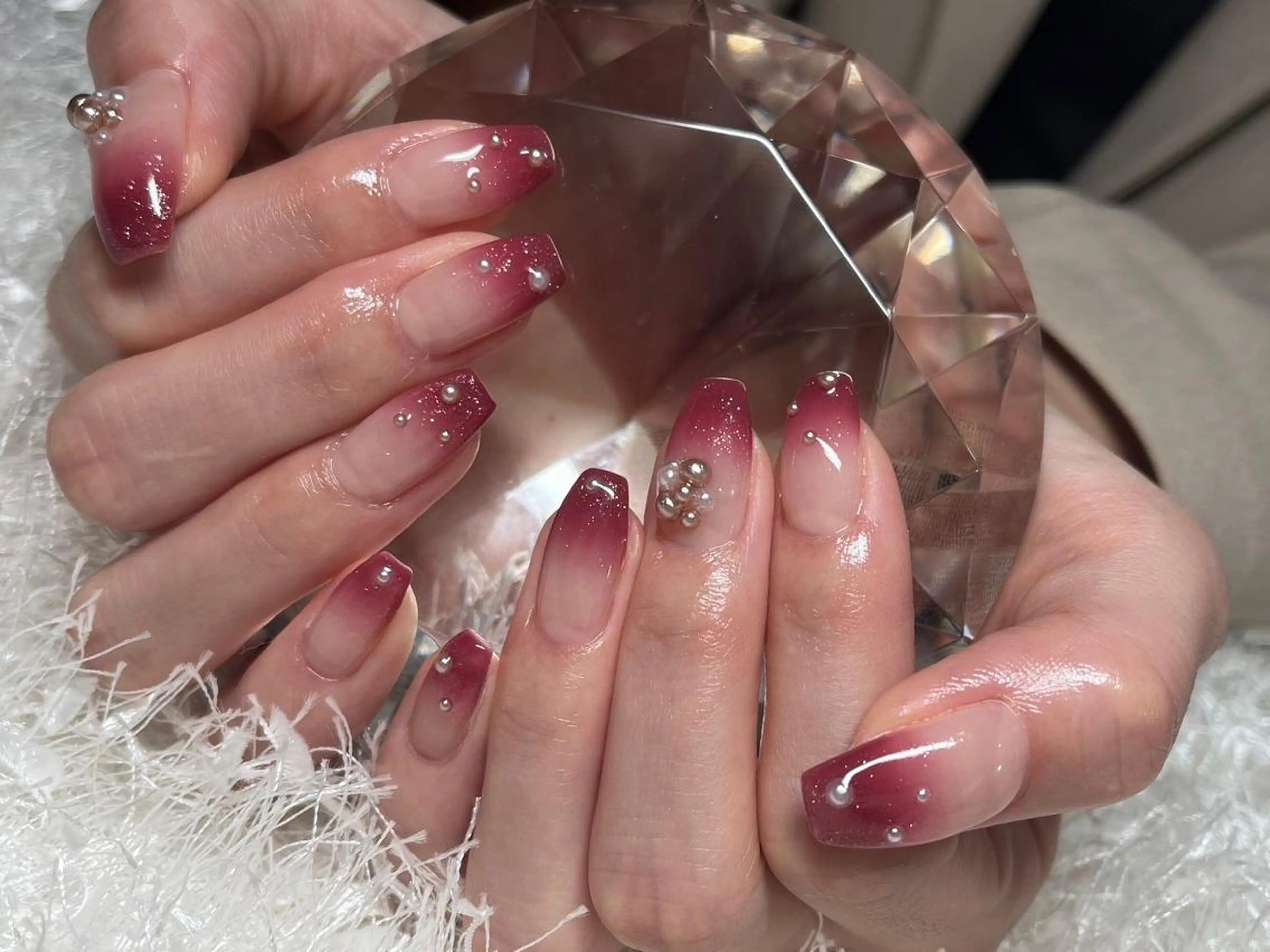 ネイル 長さ出し フレンチネイル ジェルネイル グラデーション 韓国ネイル ハンドネイル Nail&eye Belire 新宿のネイルデザイン