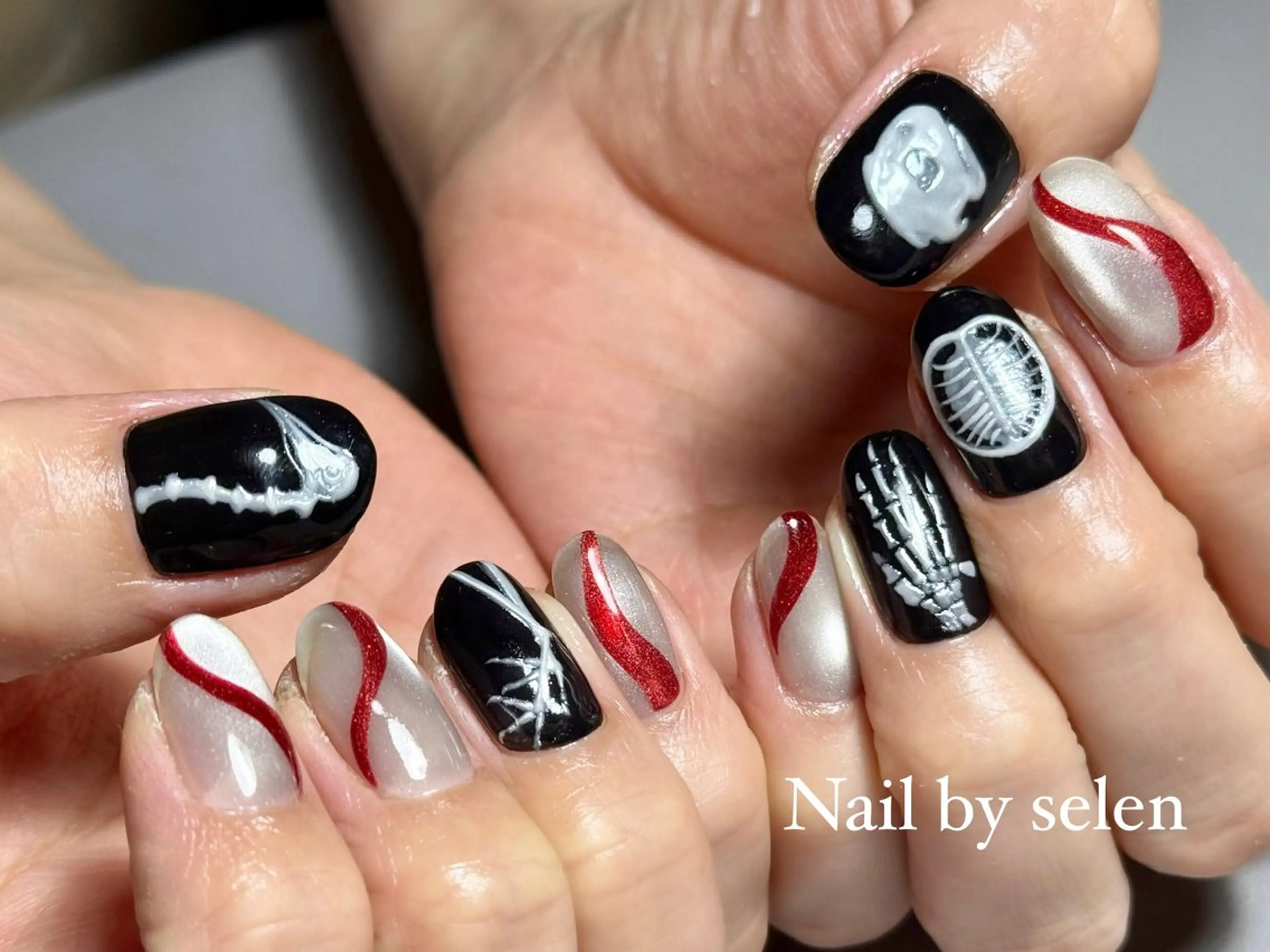ネイル アートネイル オーロラネイル ジェルネイル グラデーション マグネットネイル ハンドネイル Nail by selenのネイルデザイン