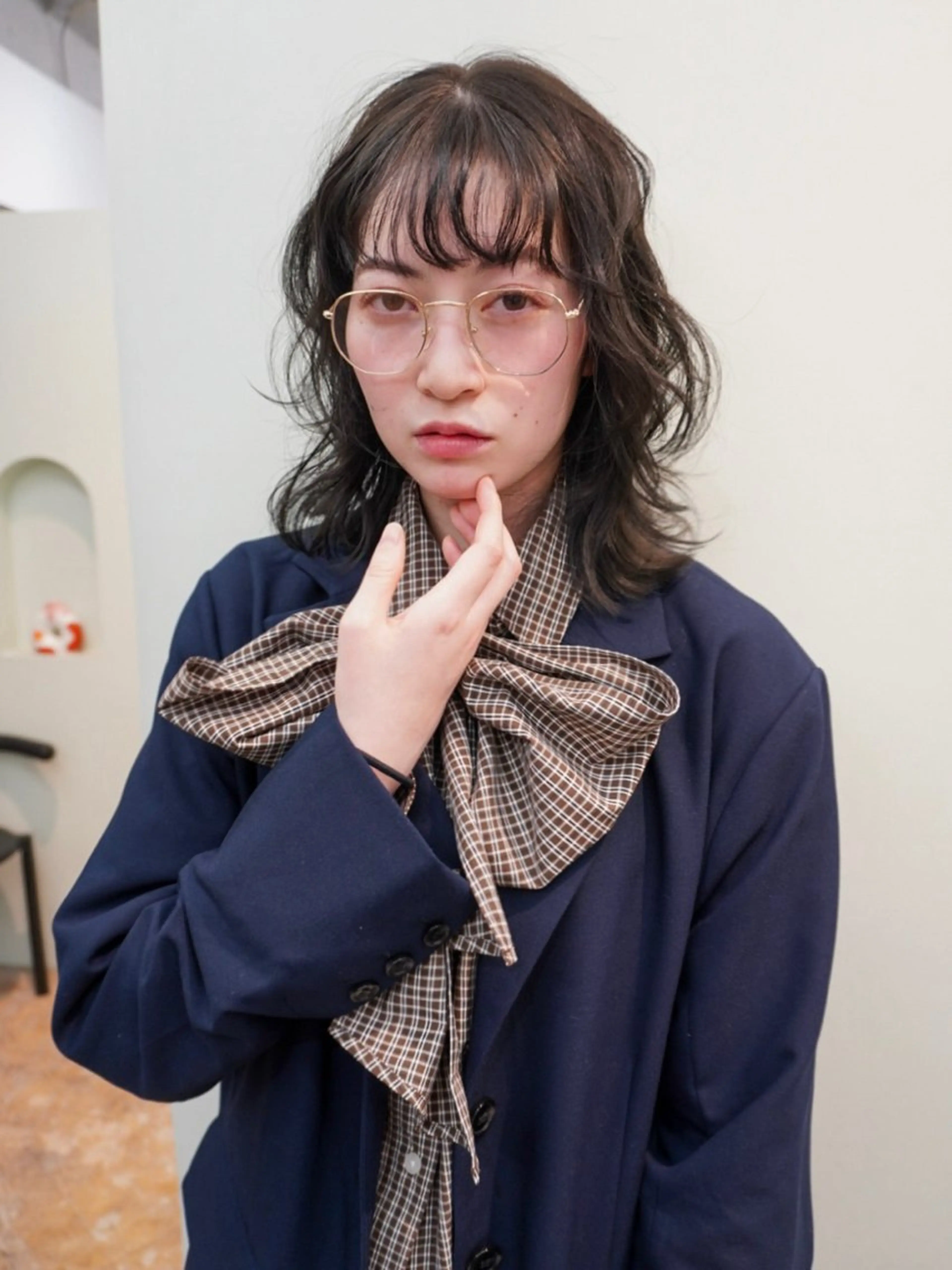 ミディアム カラー 透明感カラー グレージュ オリーブカラー オリーブグレージュ オリーブグレー 名古屋カラーモデル/ 暖色カラー/リカのヘアスタイル