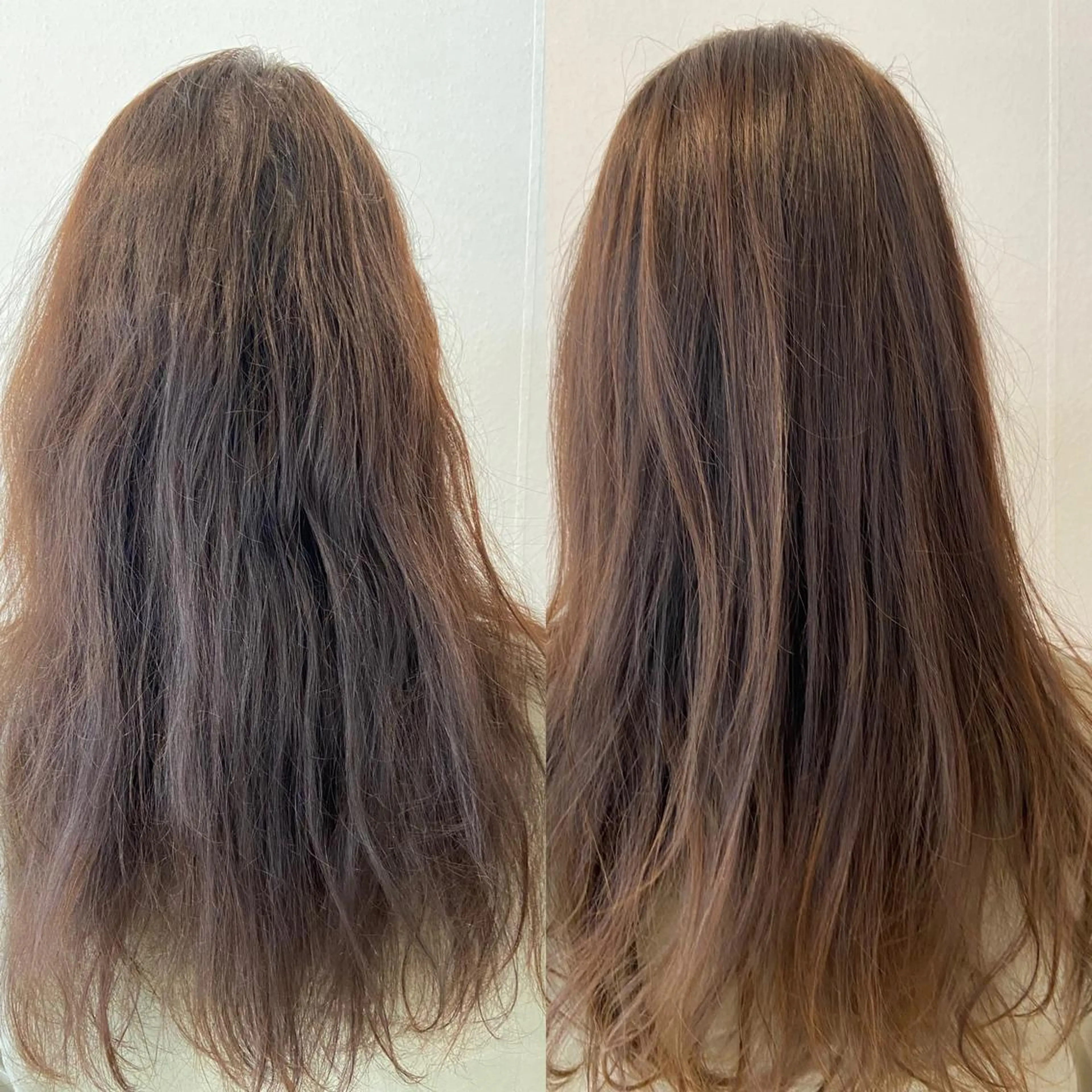 ［応募時、写真添付してください。］トリートメント検証モデル　ハイダメージで手櫛が引っかかるレベルの髪の写真