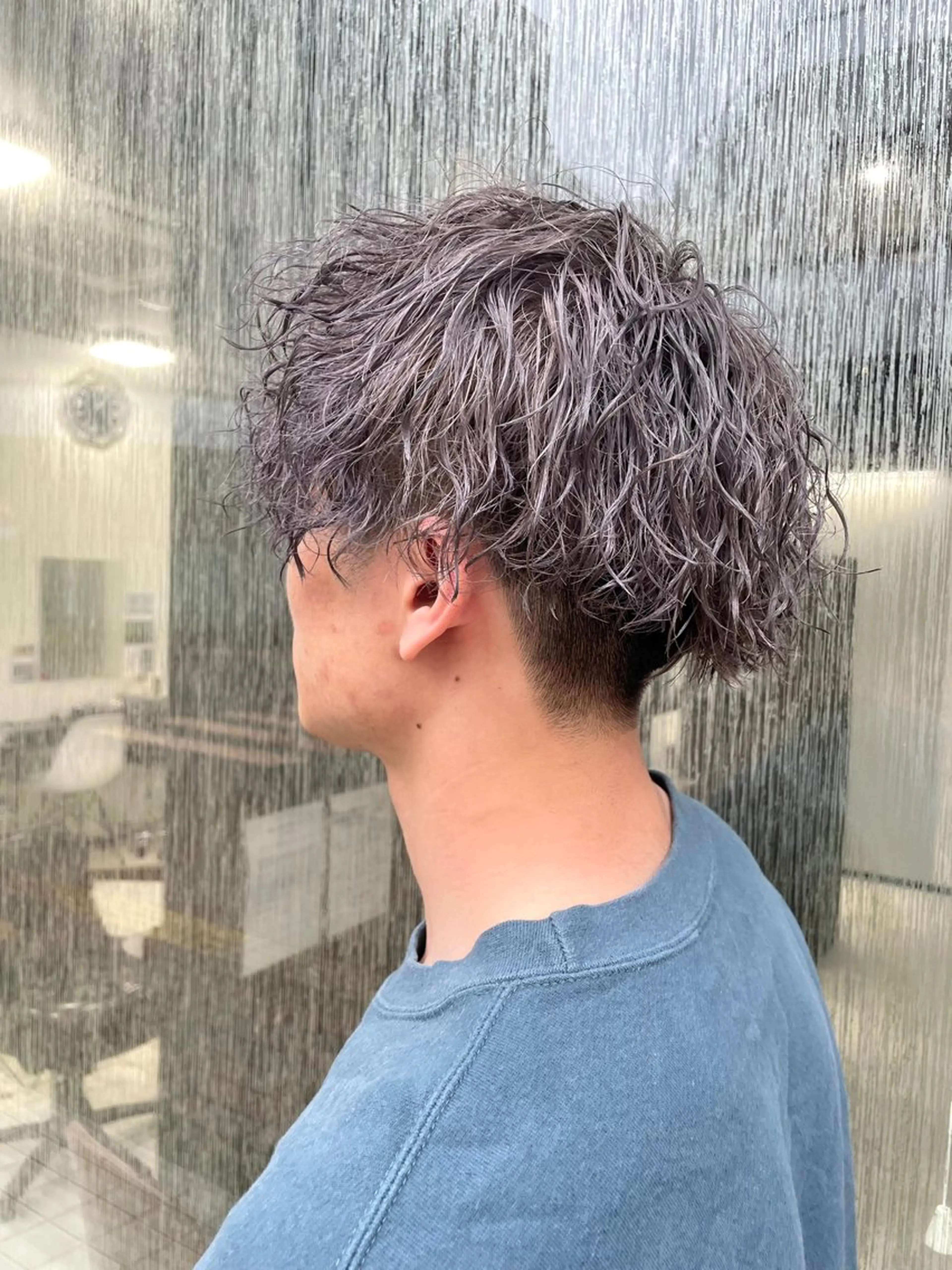 ショート カラー パーマ メンズ メンズパーマ シルバー 齋藤成/ ECLAT HAIRのヘアスタイル