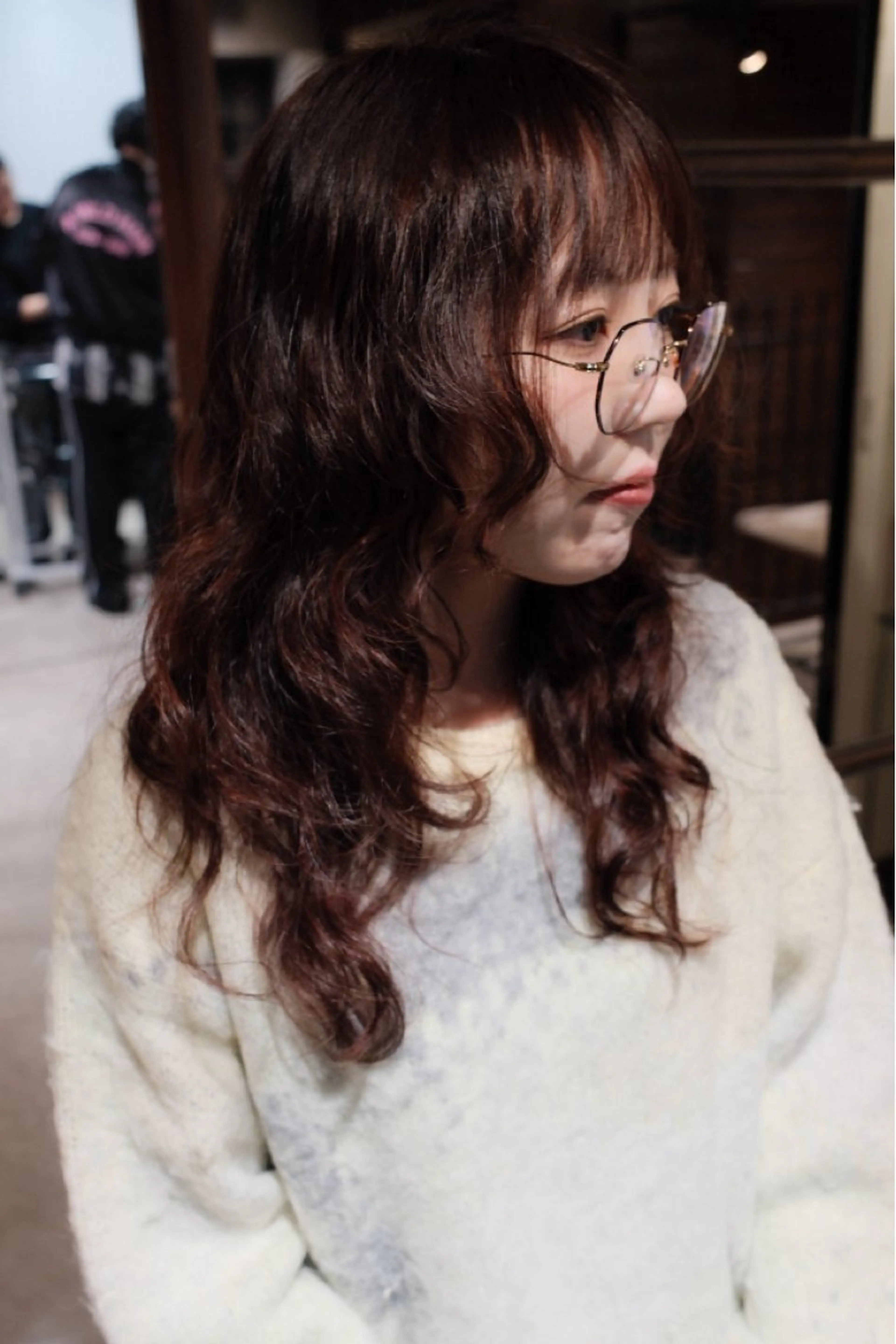 ロング カラー パーマ ブラウンカラー ピンクカラー ピンクブラウン デジタルパーマ カット ヘアカラー パーマ 【お洒落パーマ】 Elme　肥塚康汰郎のヘアスタイル